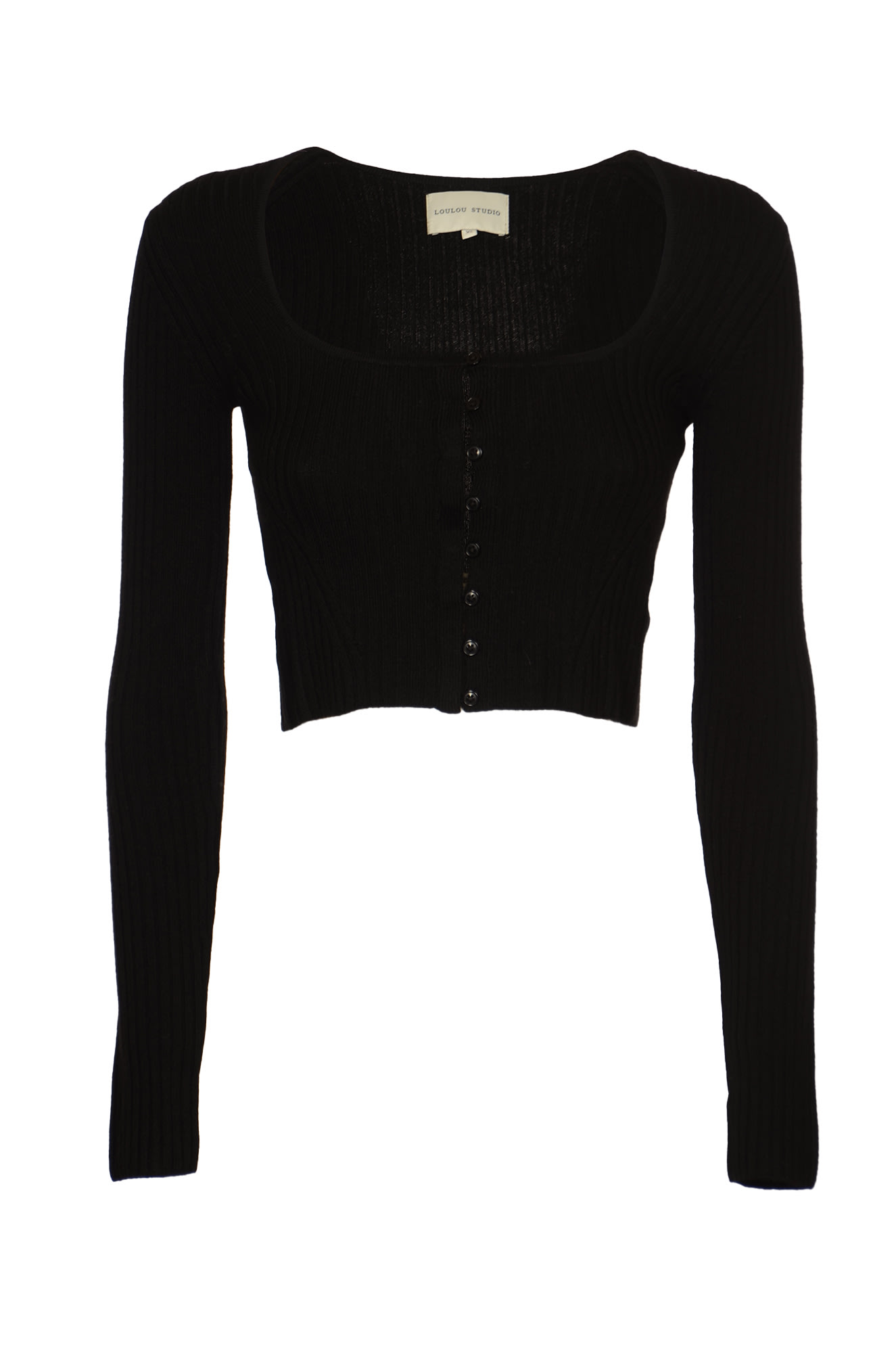 Shop Loulou Studio Cropped Buttoned Cardigan In Black