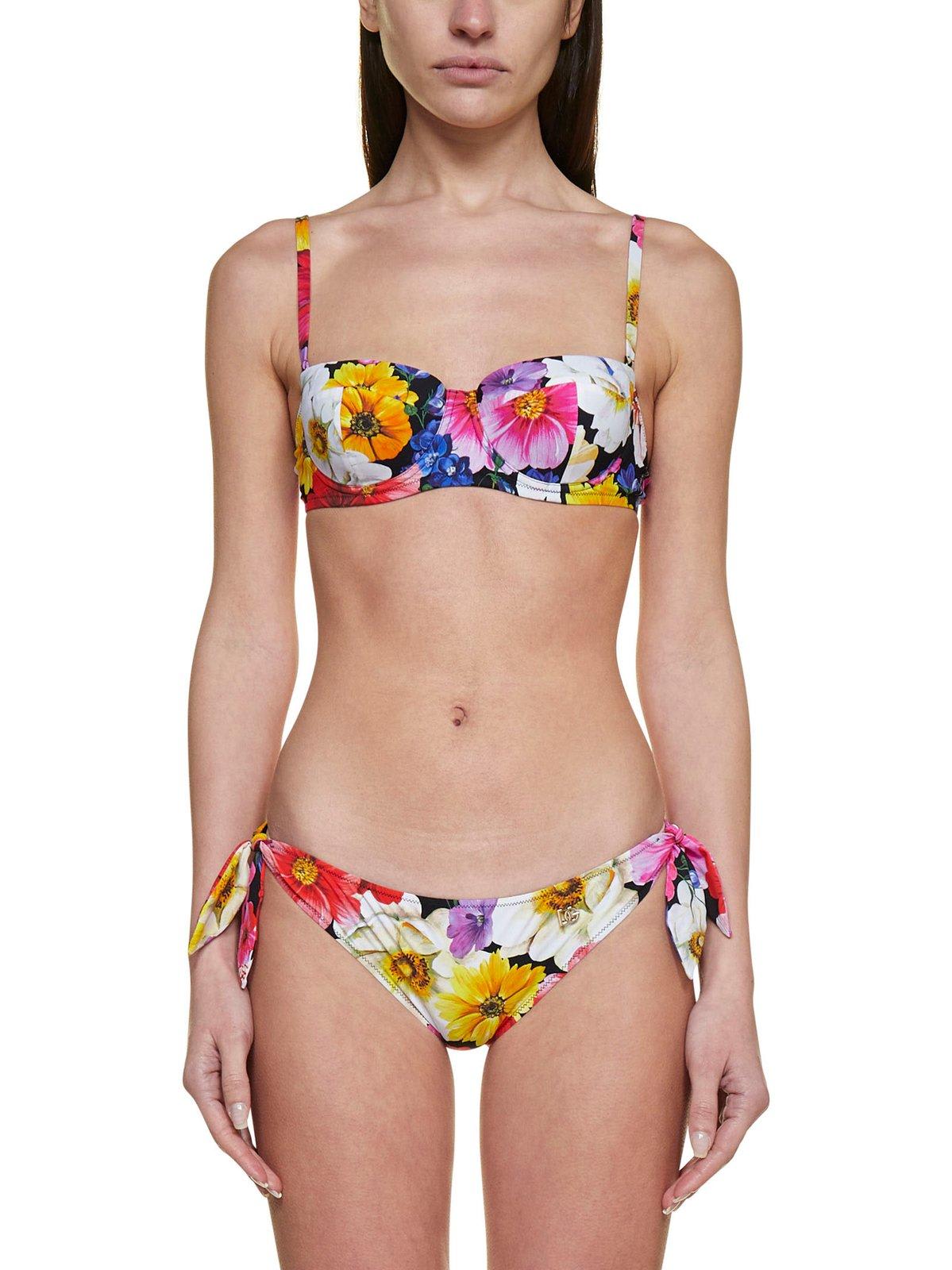 Shop Dolce & Gabbana Floral Print Bikini Set In Multicolour