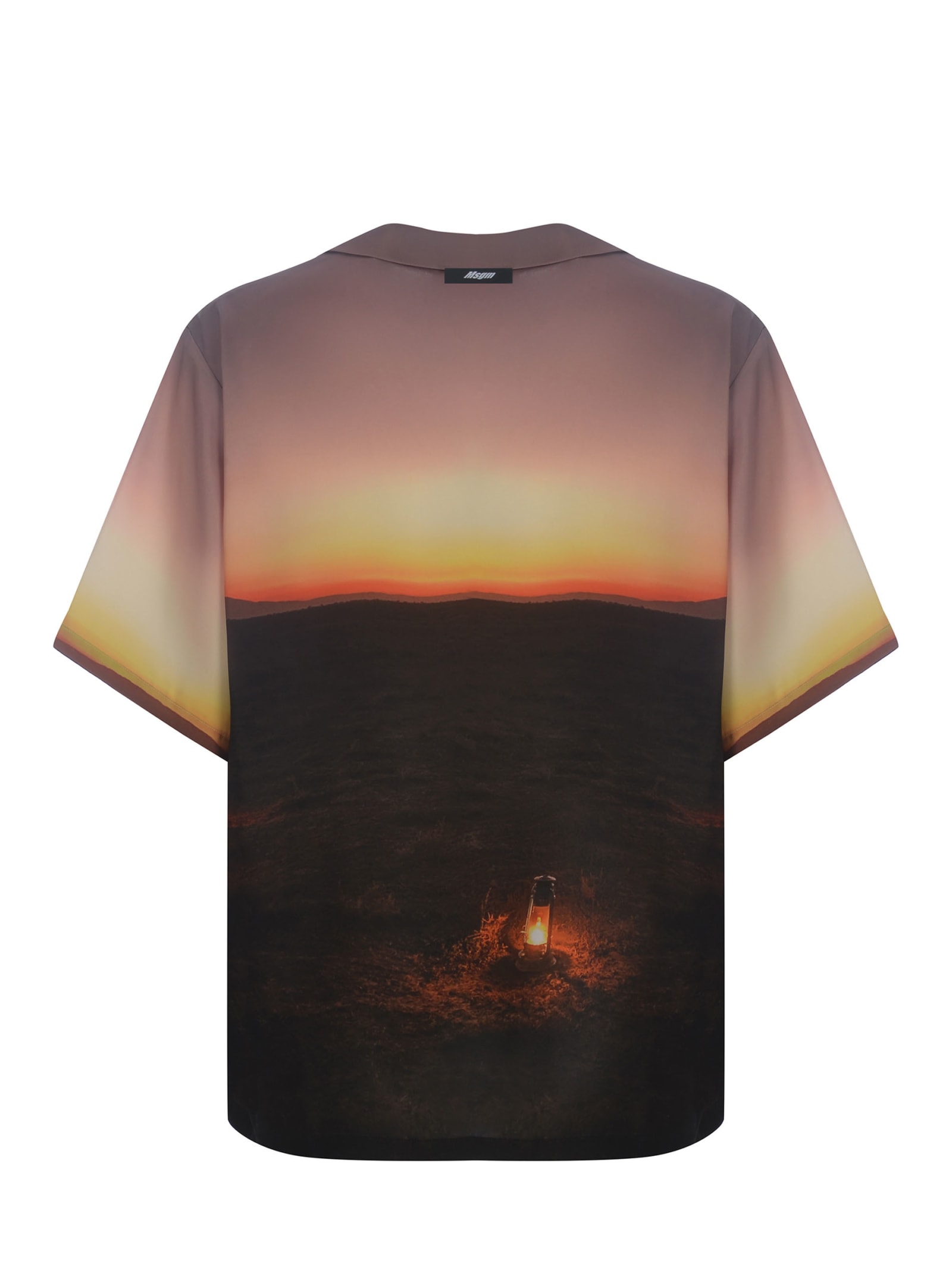Shop Msgm Shirt  Sunset Made Of Fluid Fabric In Multicolour