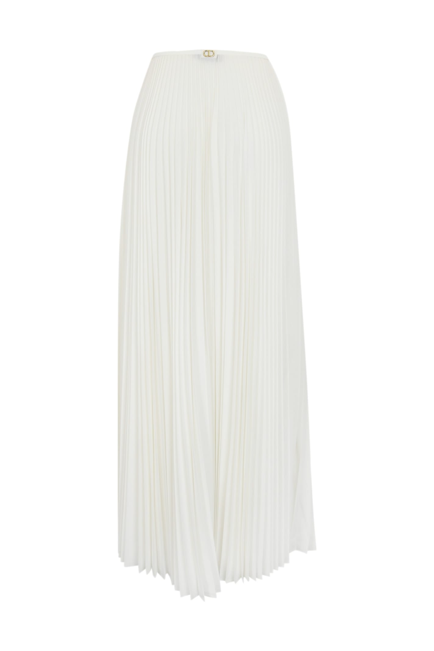Shop Twinset Pleated Skirt In Crepe De Chine In Pearl