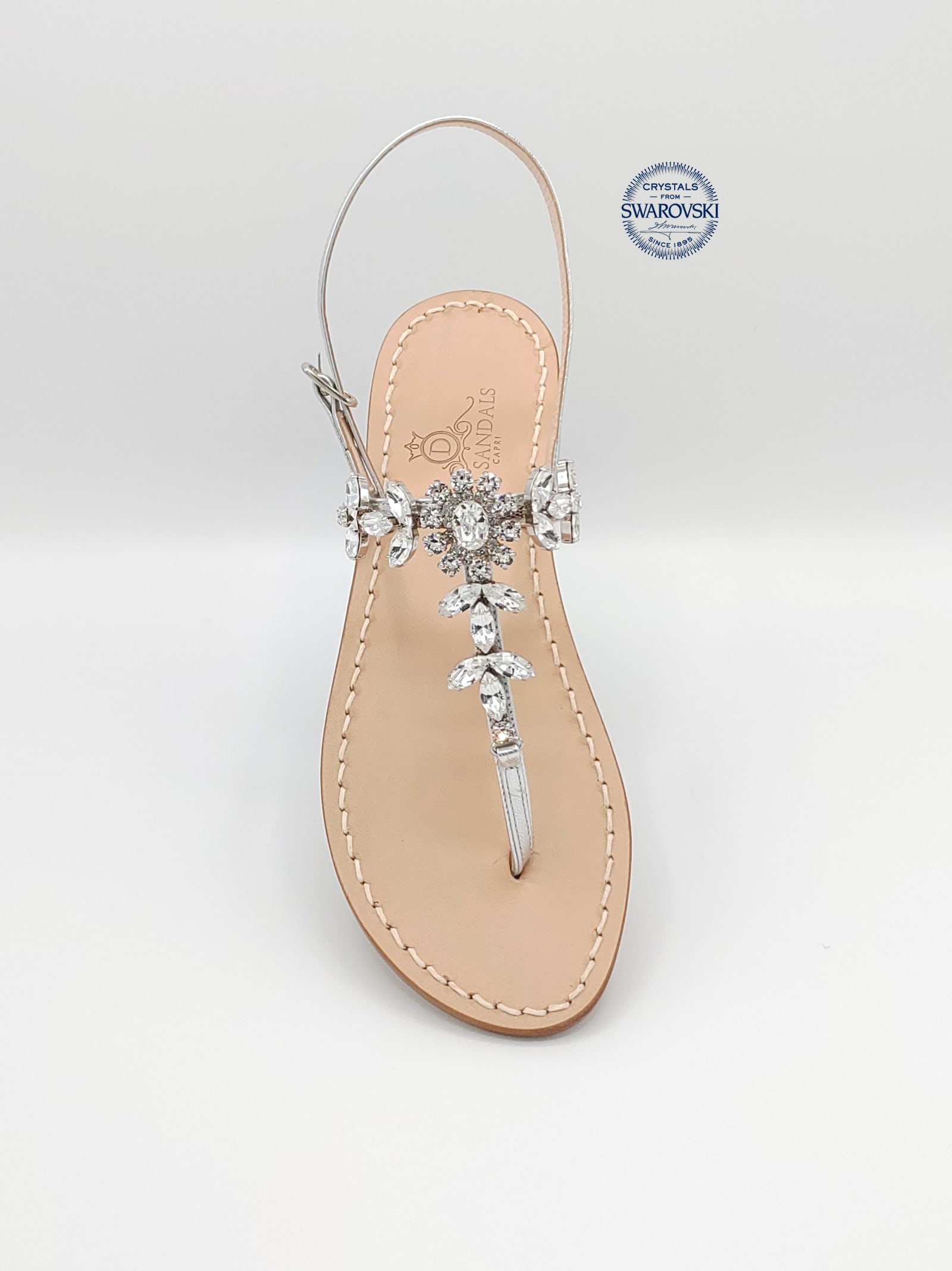 Dea Sandals Marina Grande Flip Flops Thong Sandals In Silver, Crystal