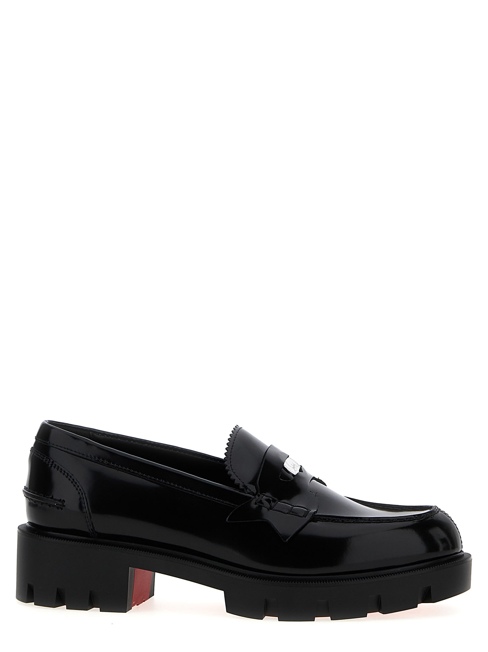 Shop Christian Louboutin Penny Lug Loafers In Black