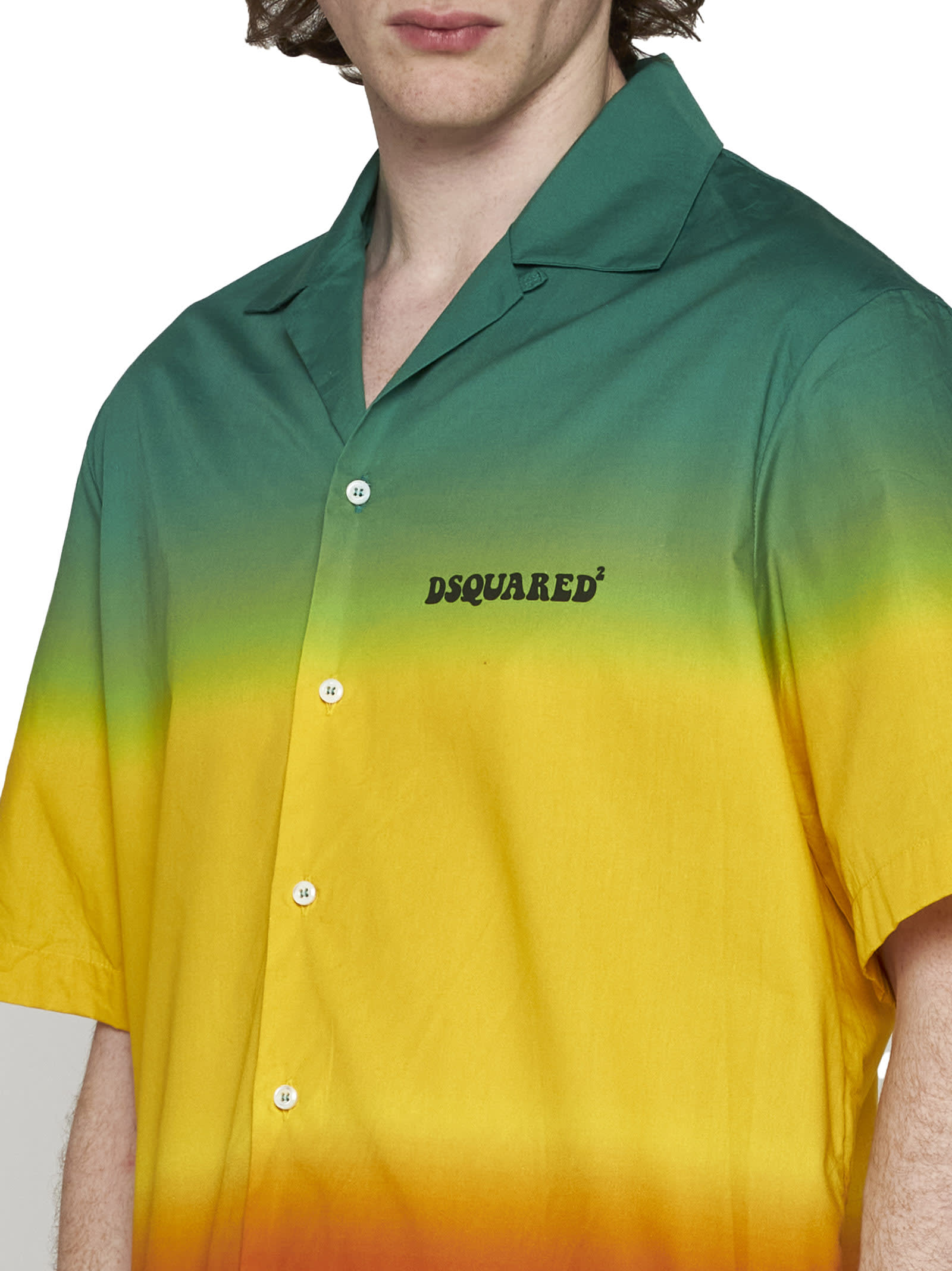 Dsquared2 Color-block Cotton Shirt In Multicolour