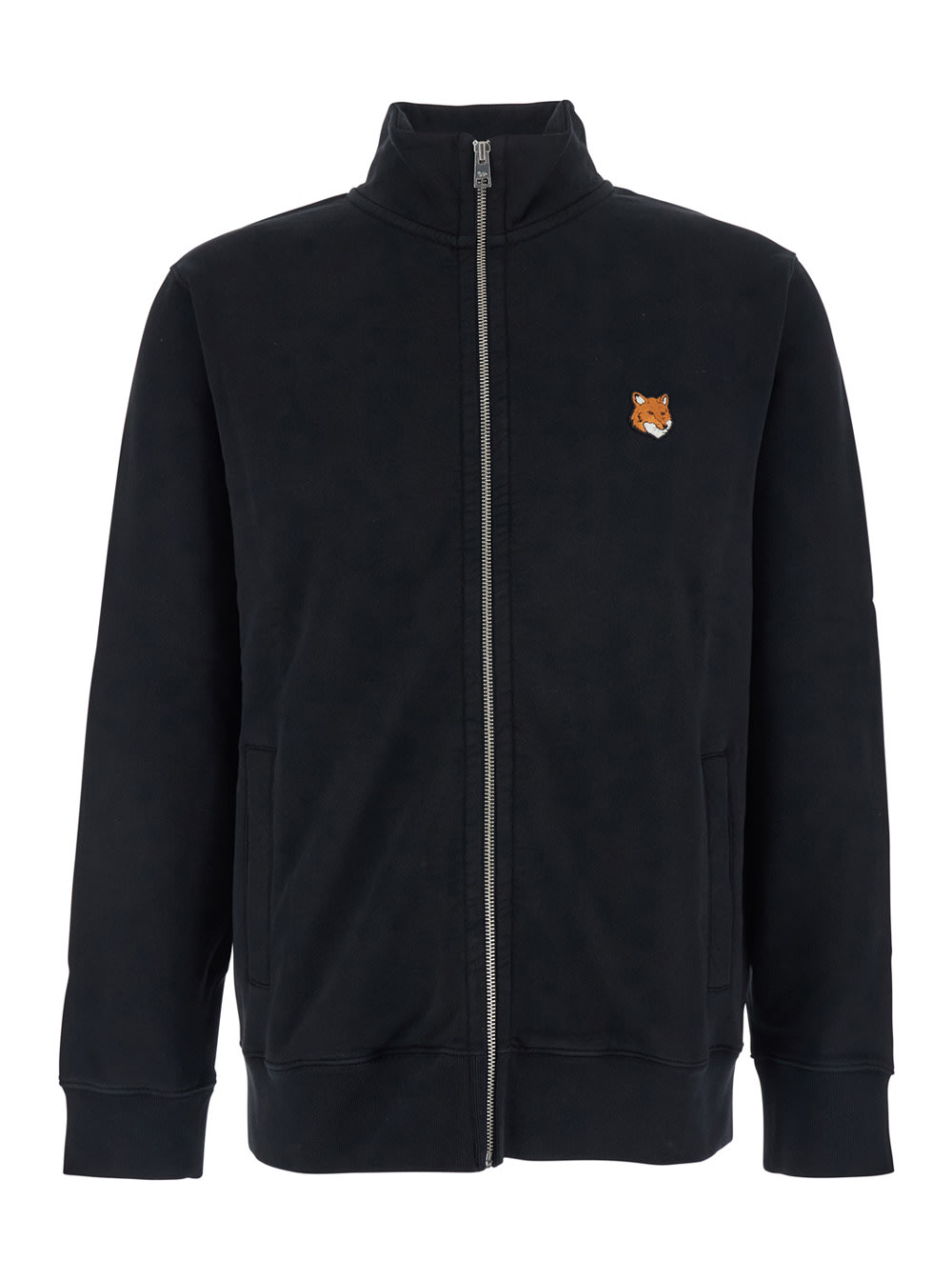 Maison Kitsuné Fox Head Zipped Regular Sweatshirt In Black