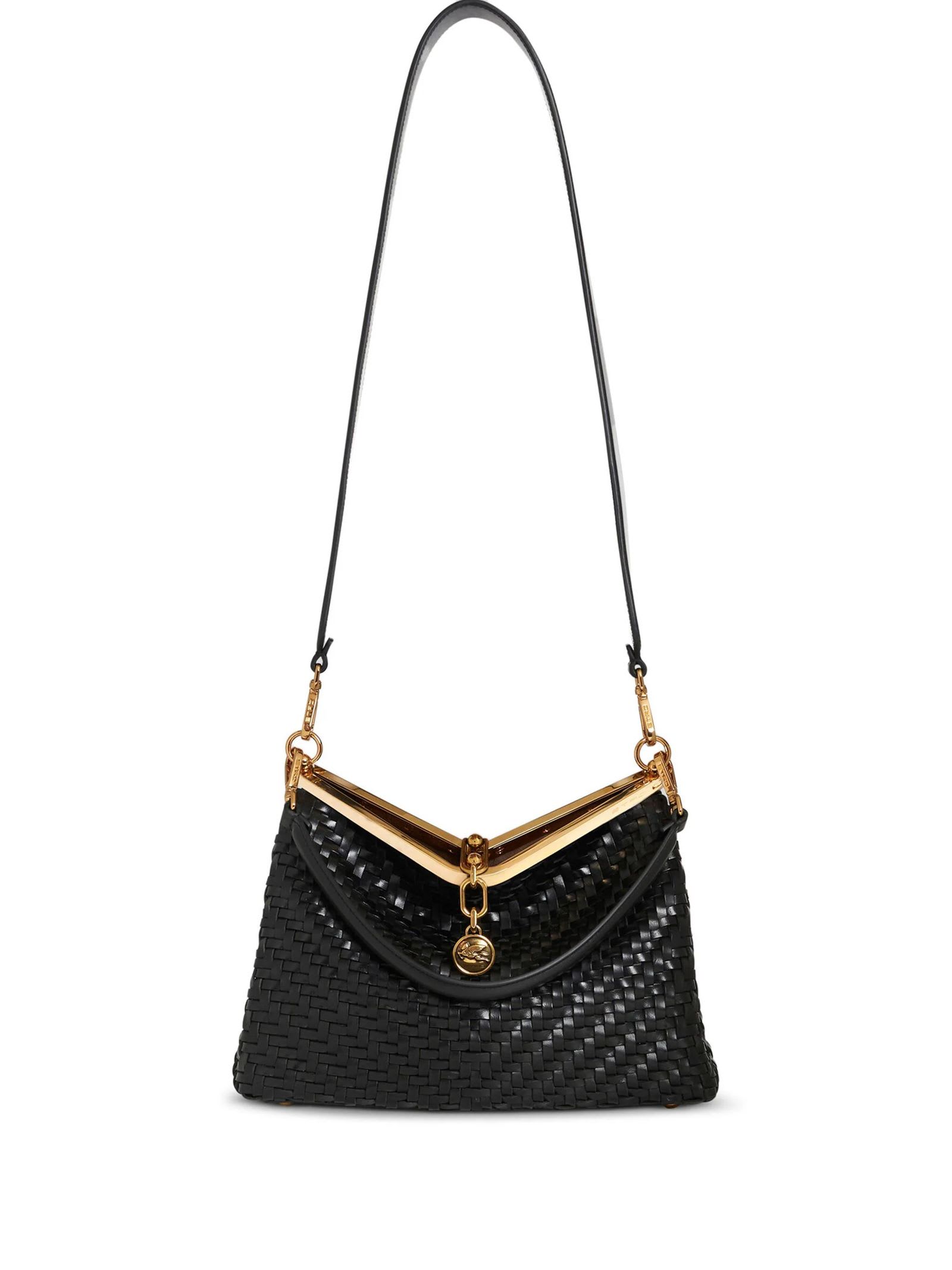 Etro Black Leather Vela Shoulder Bag