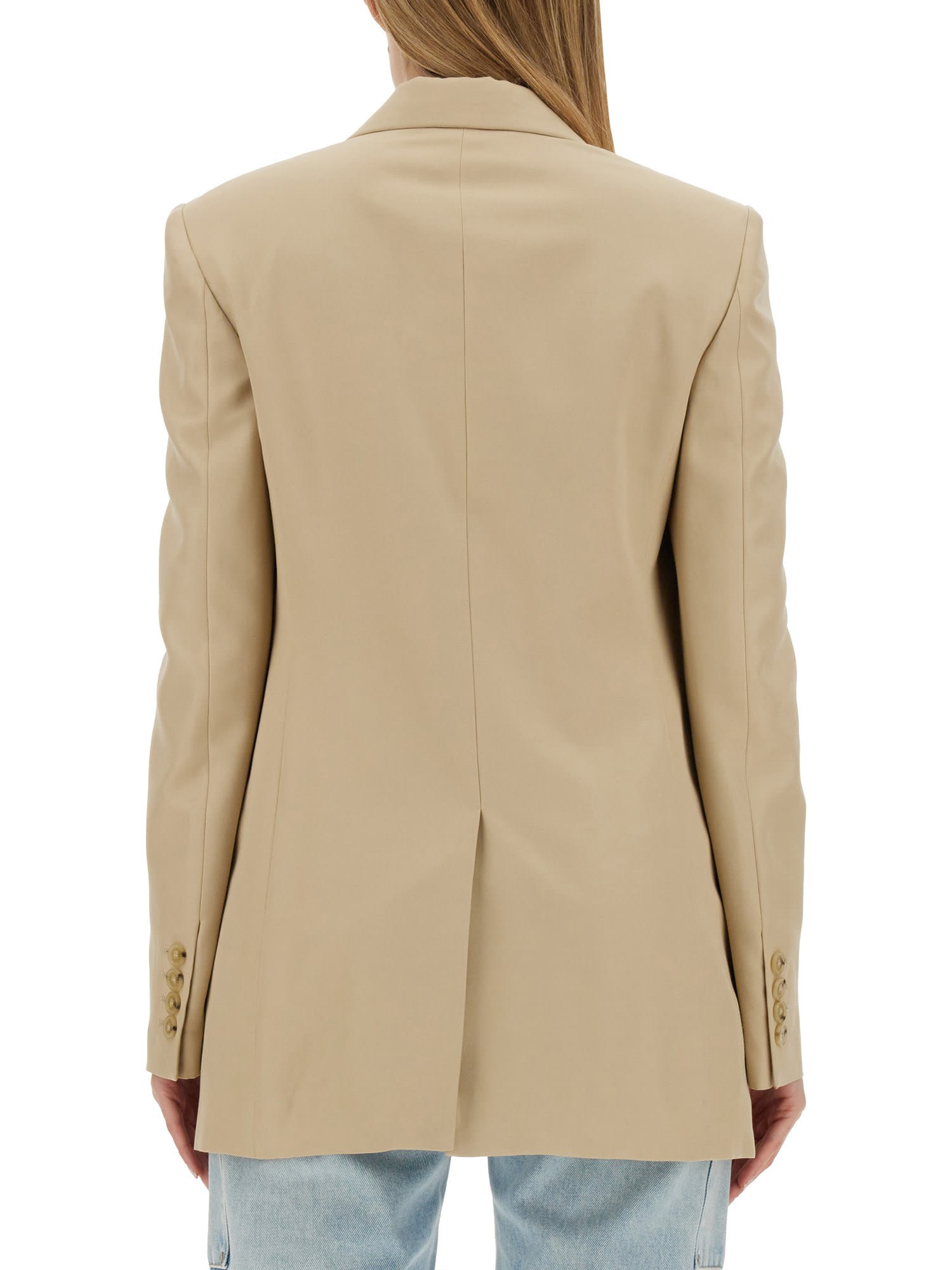 Stella Mccartney Double Breasted Satin Blazer In Beige