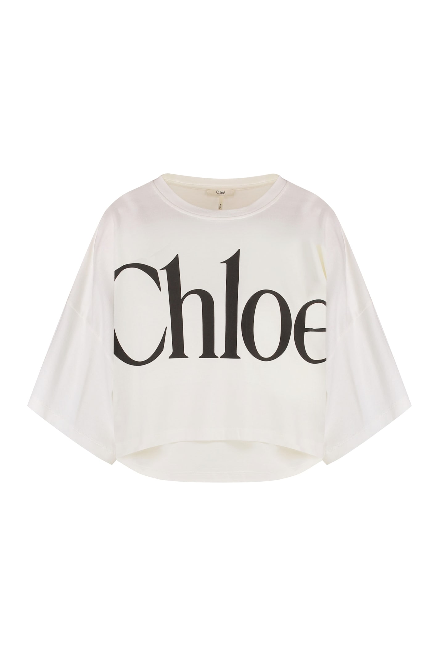 Chloé Logo Detail Cropped T-shirt In White