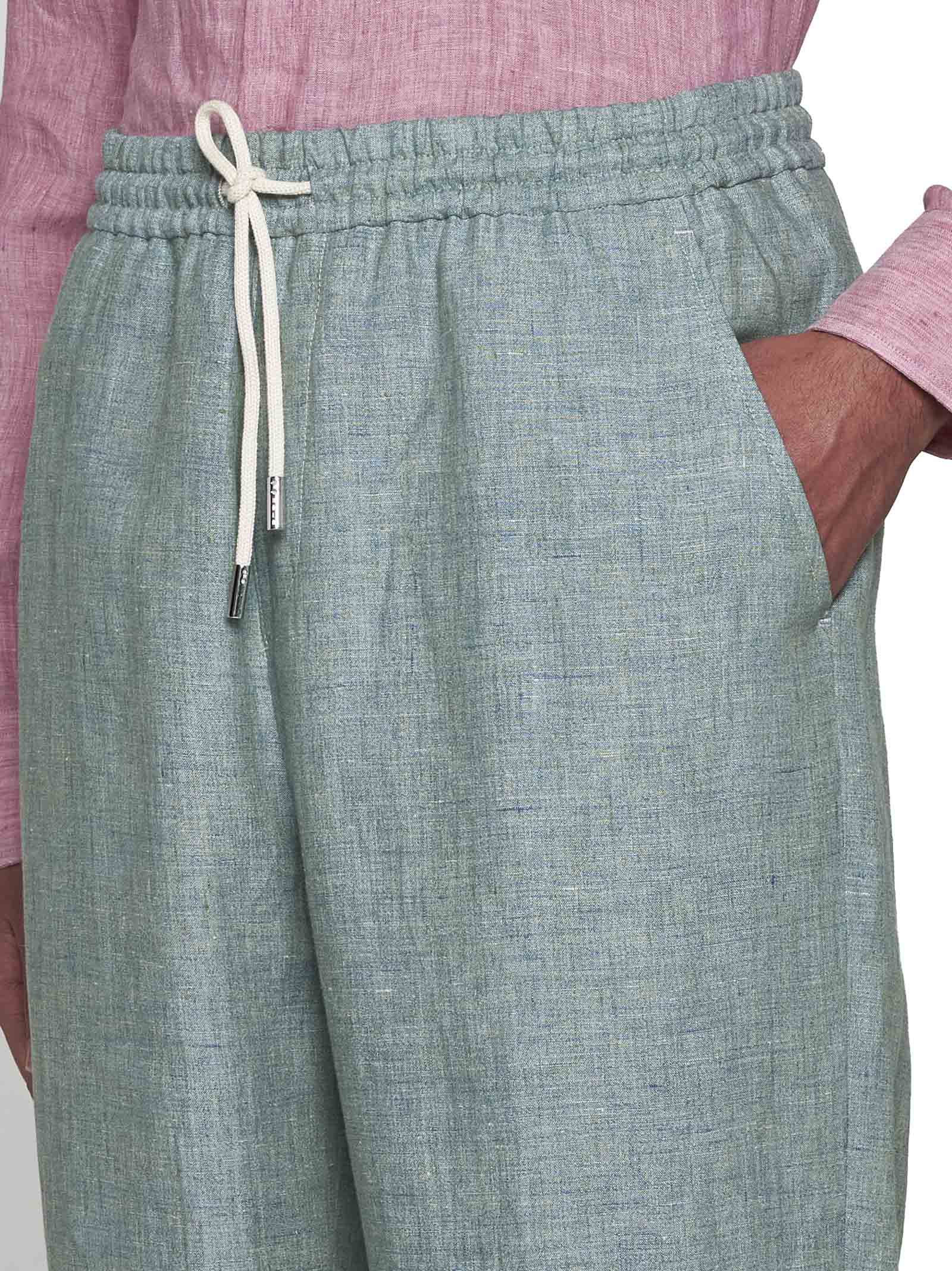 Shop Etro Pants In Verde Medio 4