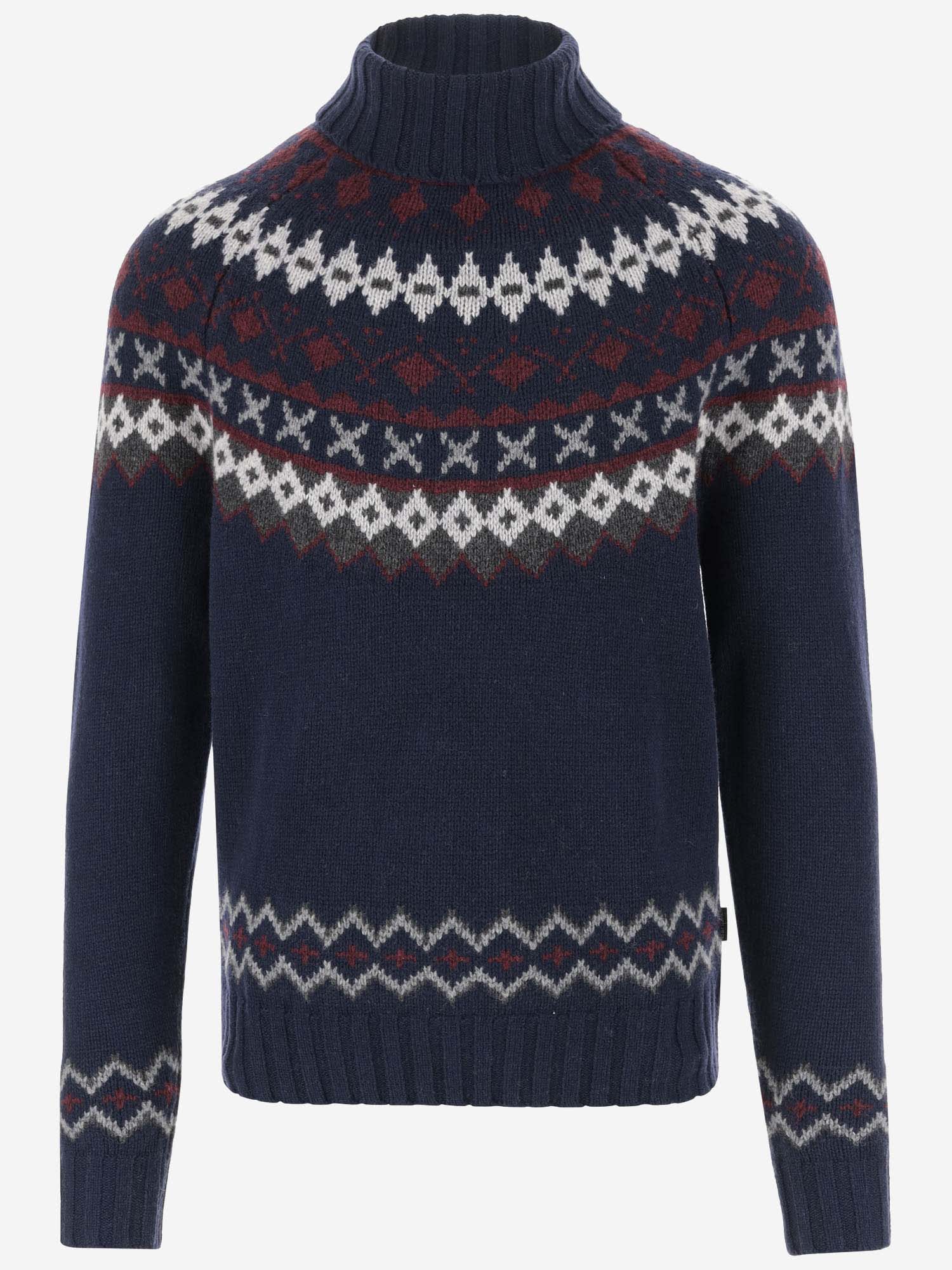 Shop Barbour Wool Sweater With Geometric Pattern In Red