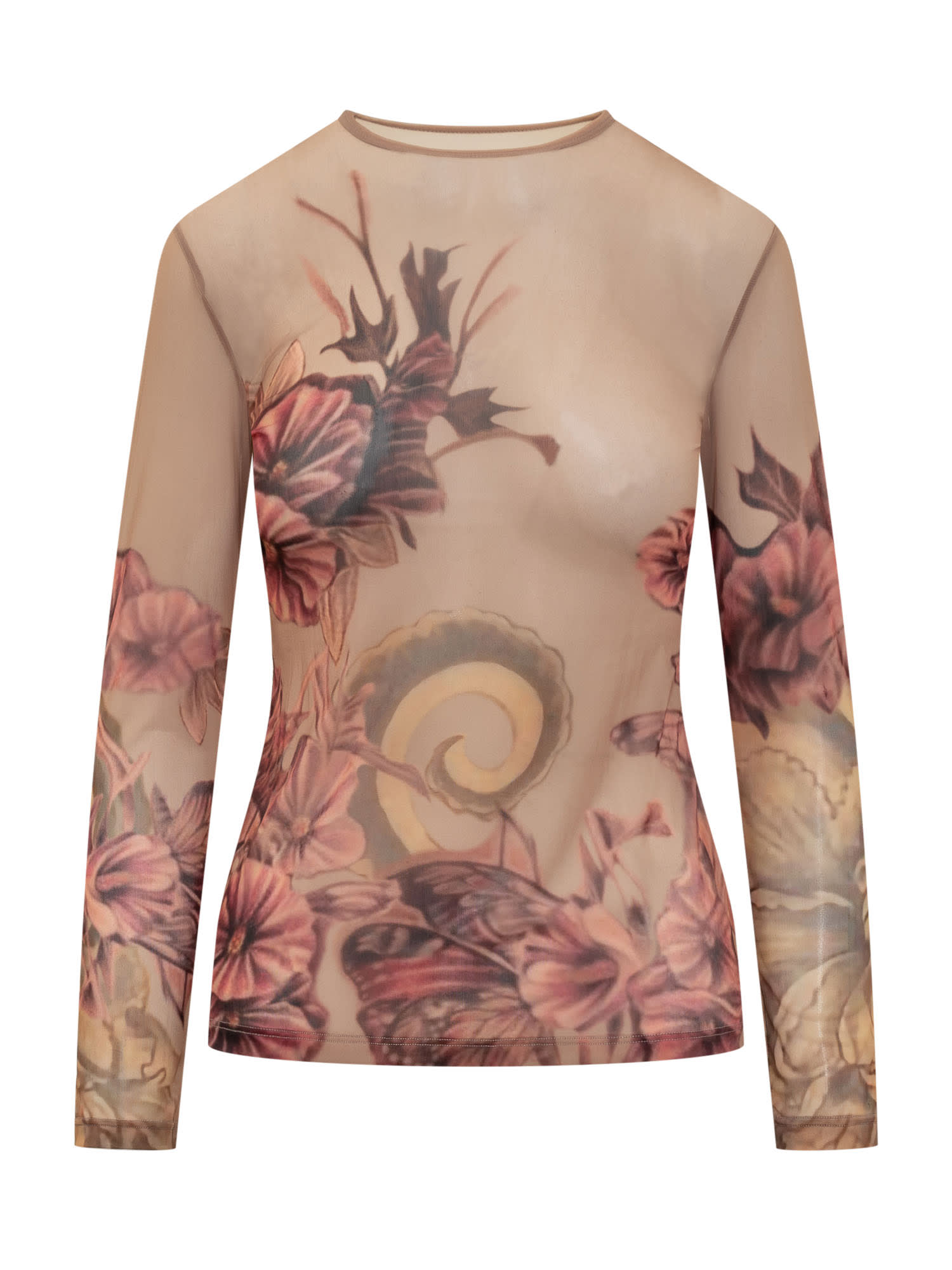 Shop Alberta Ferretti T-shirt With Floral Print In Fantasia Rosa
