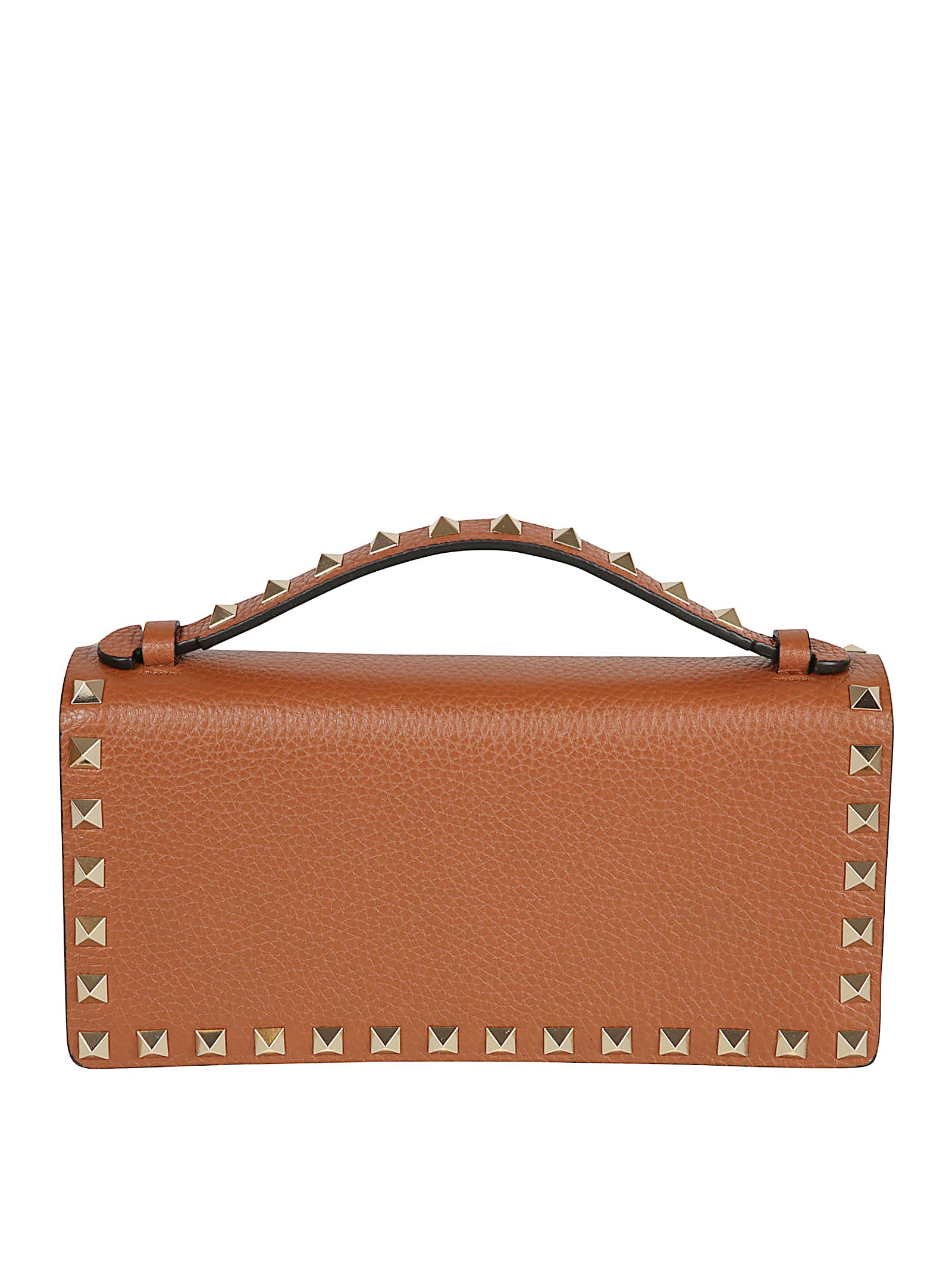 Valentino Garavani Rockstud-embellished Clutch Bag In Brown