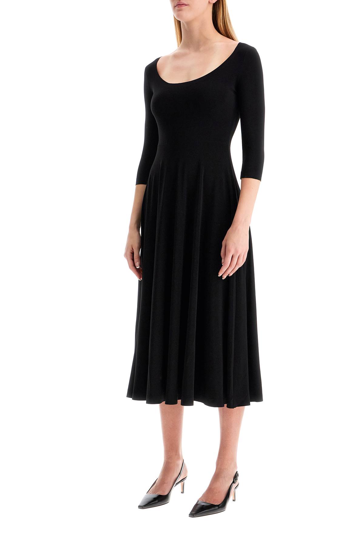 Shop Norma Kamali Reversible V-neck Dress In Black (black)