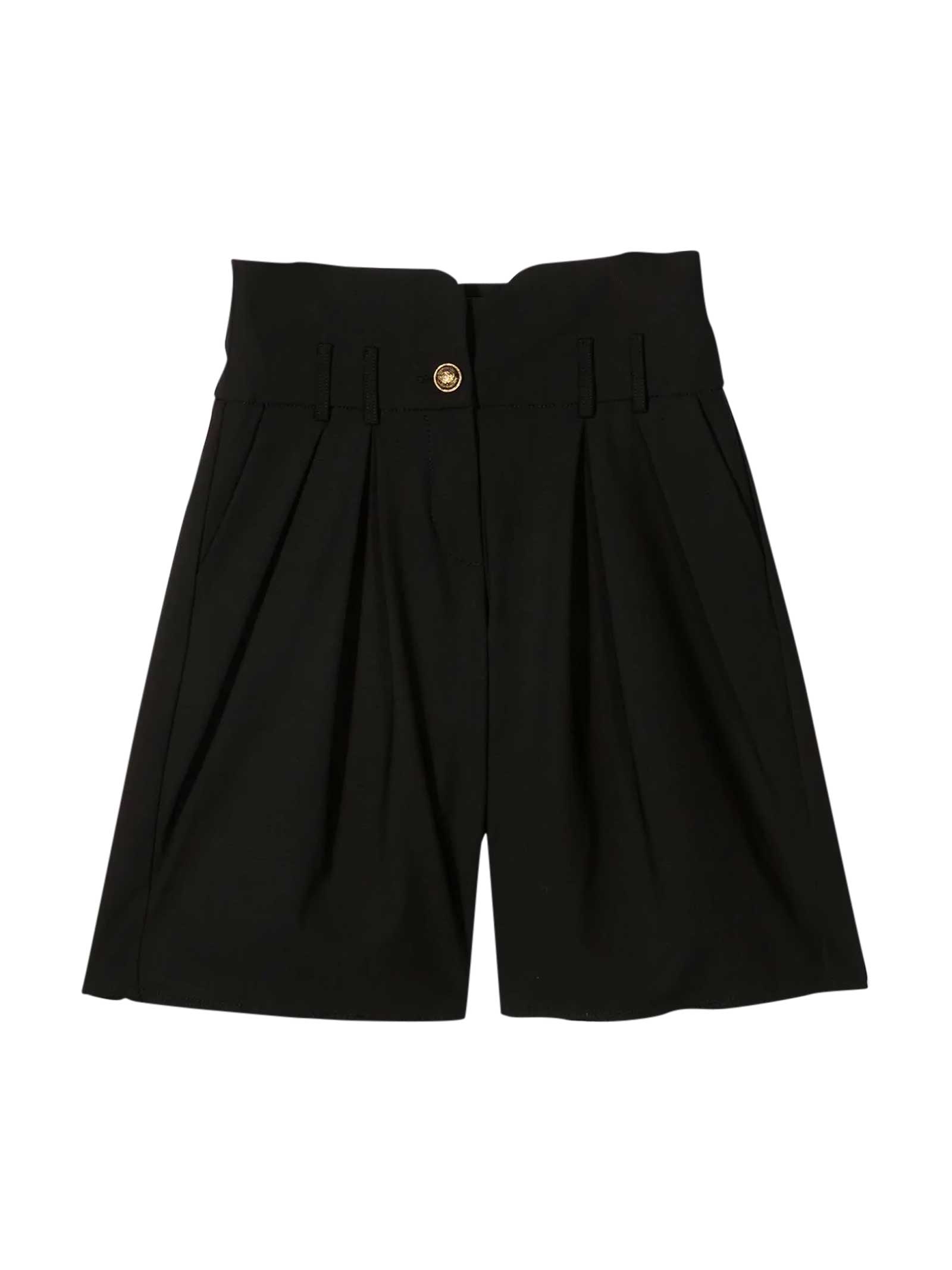 Balmain Teen High-rise Knee-length Shorts In Nero