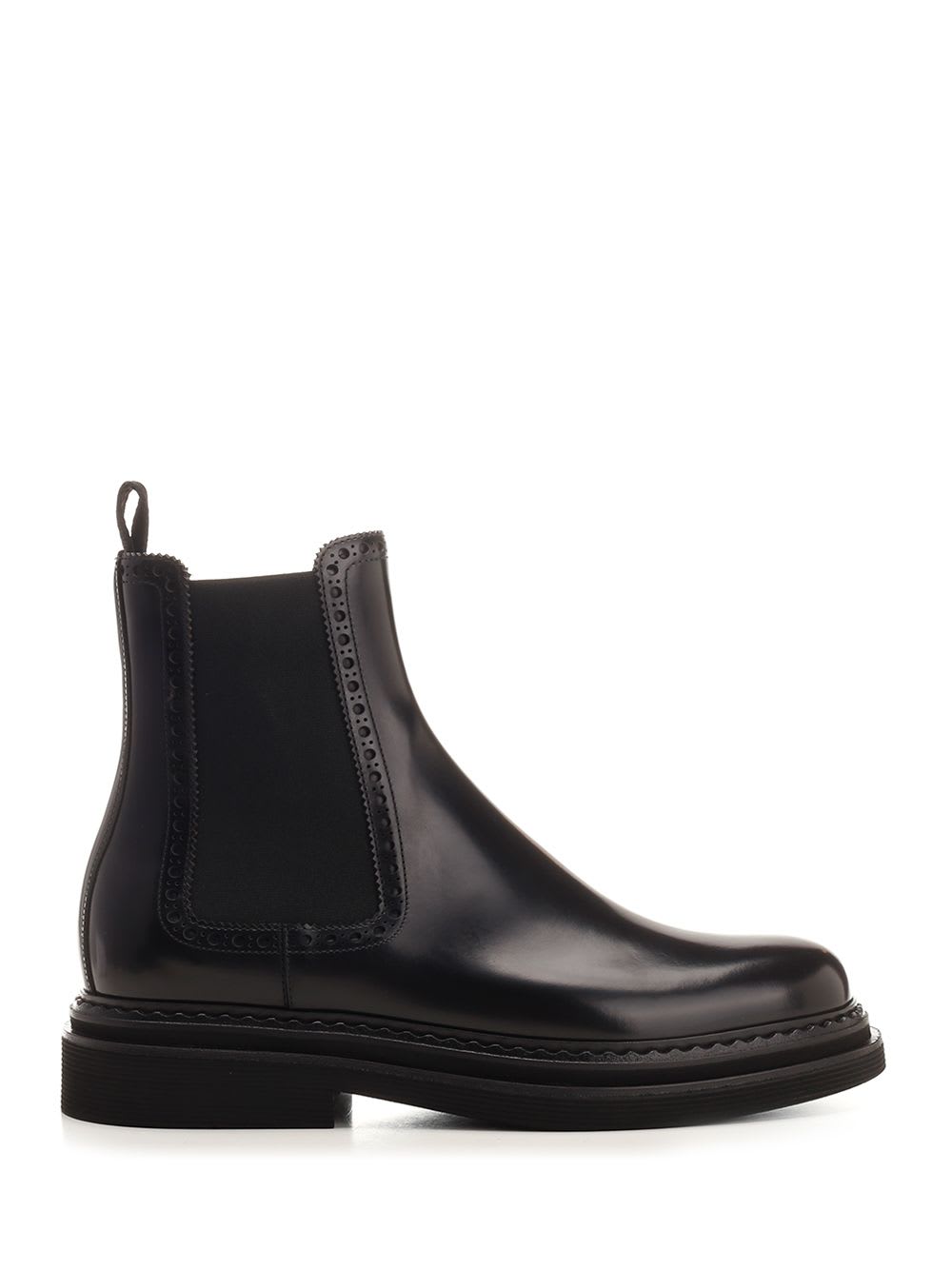 Shop Dolce & Gabbana Black Brushed Leather Ankle Boot