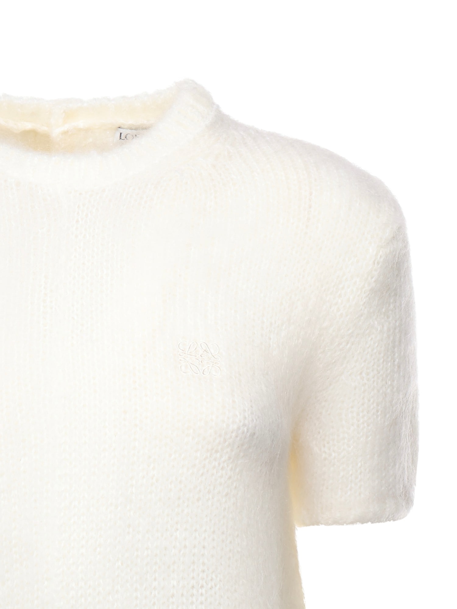 Loewe Short-sleeved Mohair Blend Sweater In Yellow