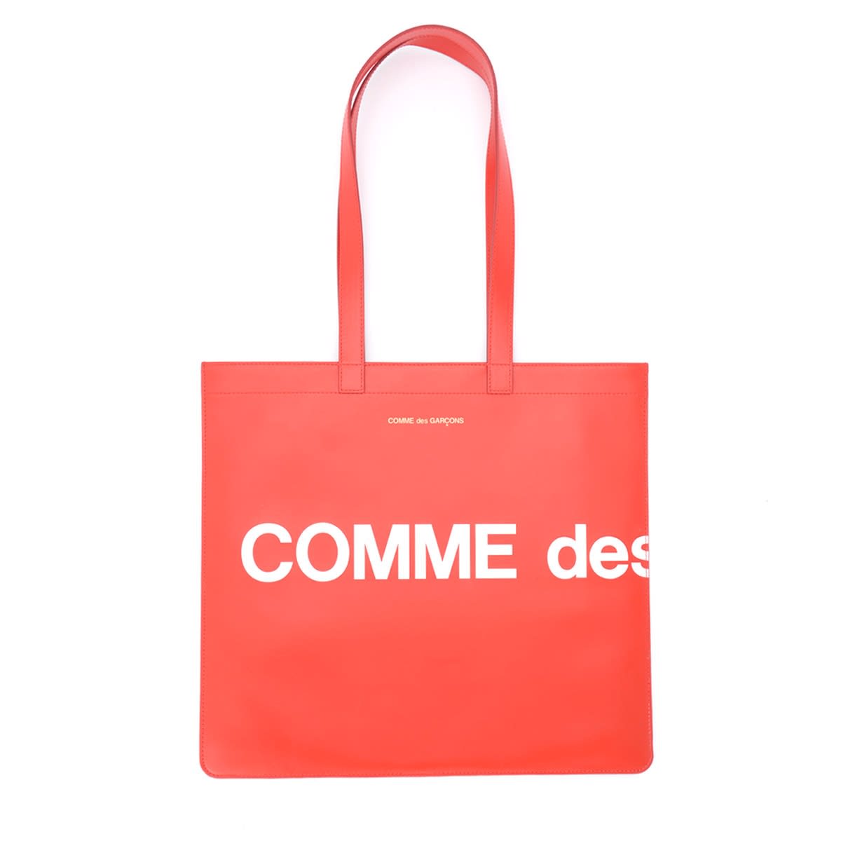 Comme Des Garçons Wallet Huge Logo Shopping Bag In Red Leather