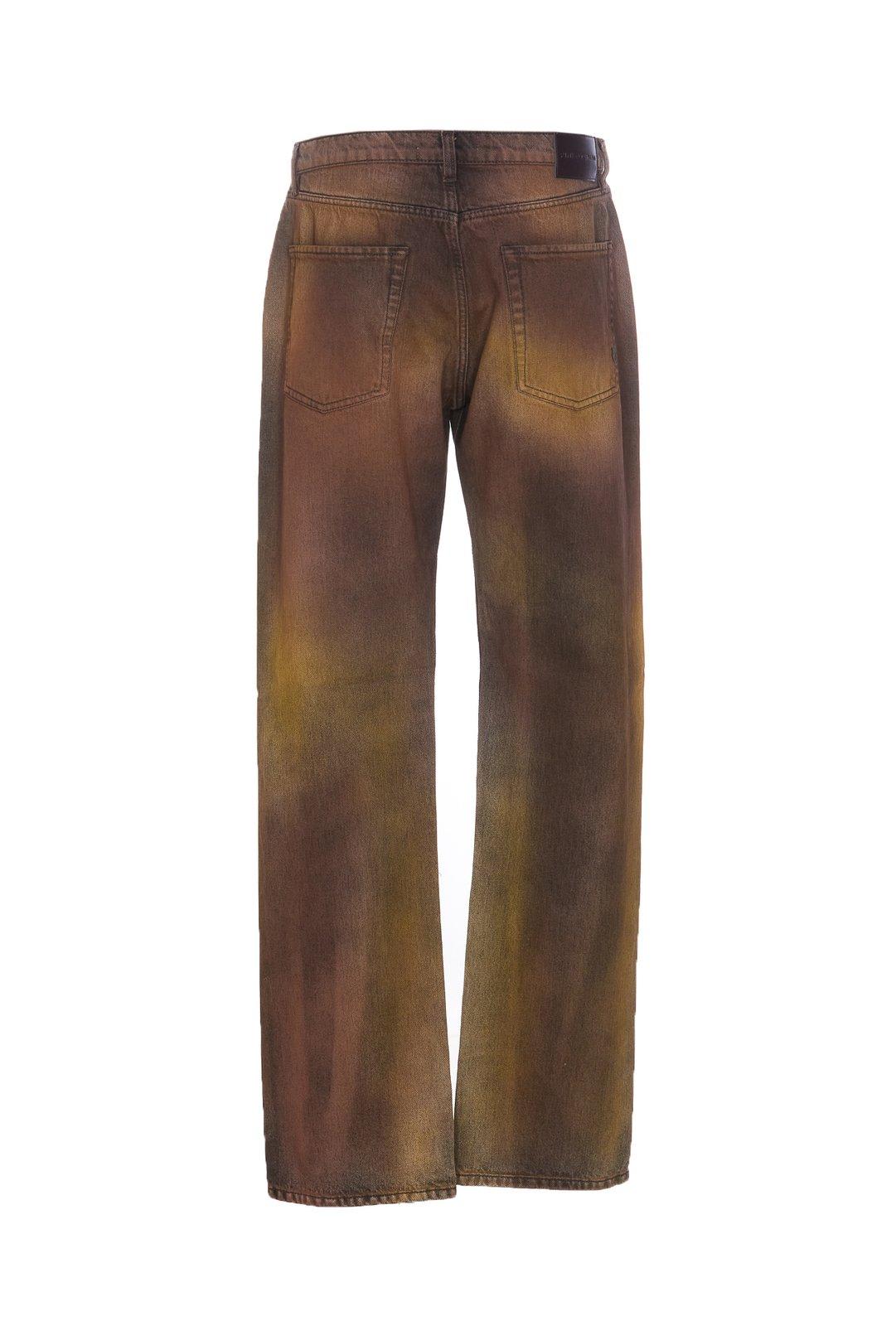 Shop Pinko Straight-leg Jeans In Marrone/giallo