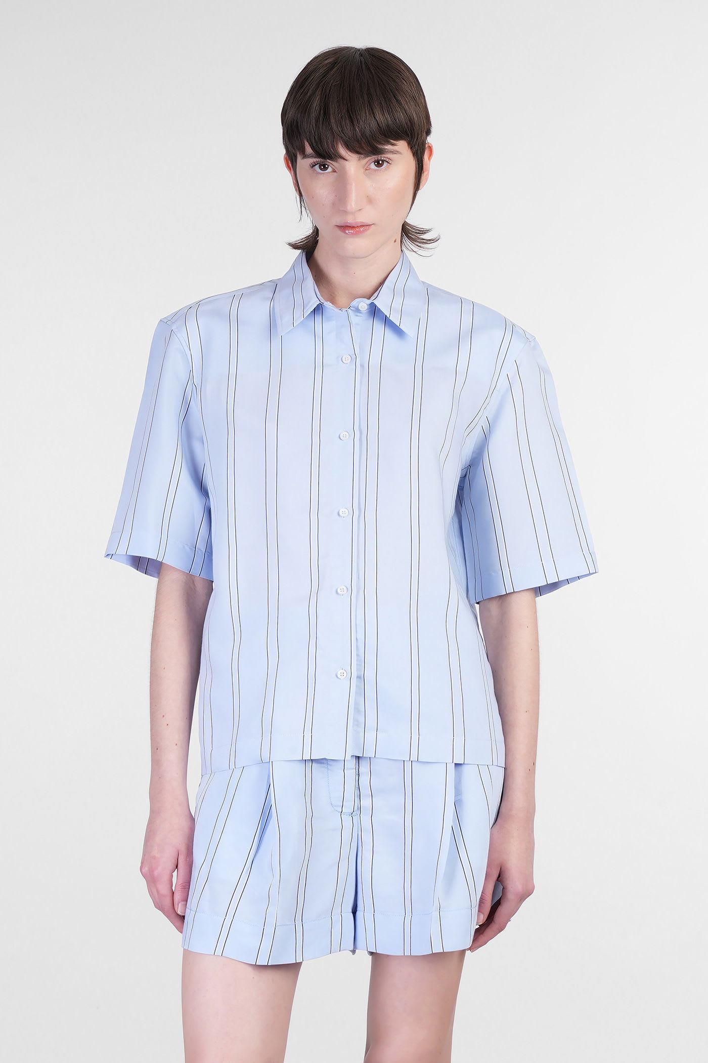 Ben Shirt In Cyan Viscose