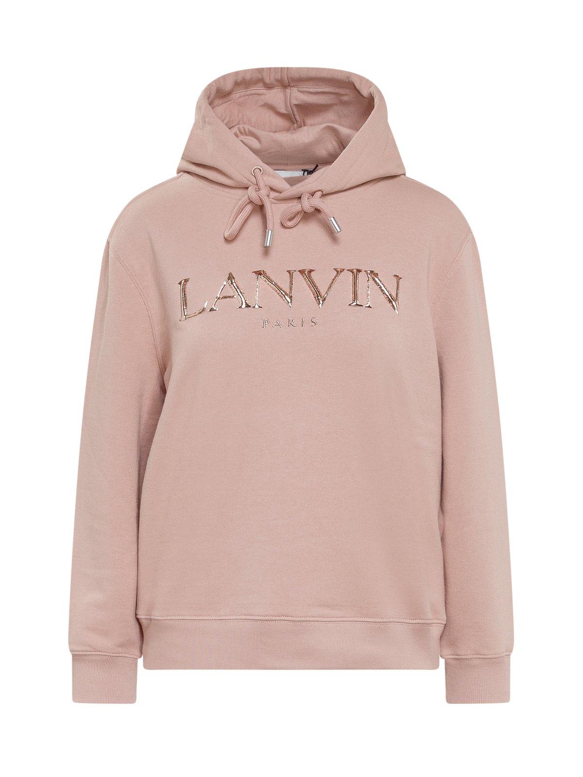 Lanvin Metallic Logo-embroidered Drawstring Hoodie