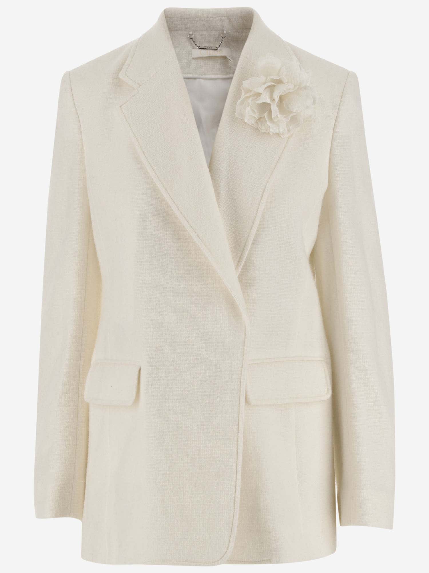 Chloé Wool And Cashmere Blend Jacket In White