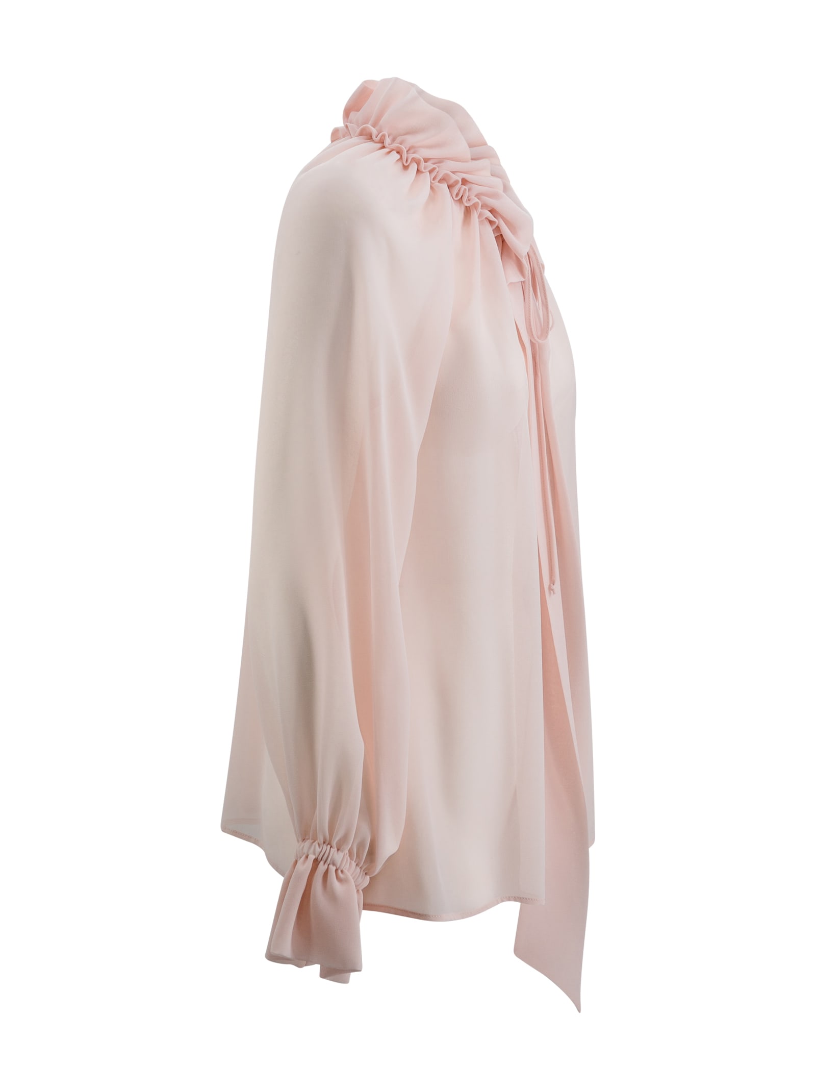 Shop P.a.r.o.s.h Sheer Georgette Blouse In Pink