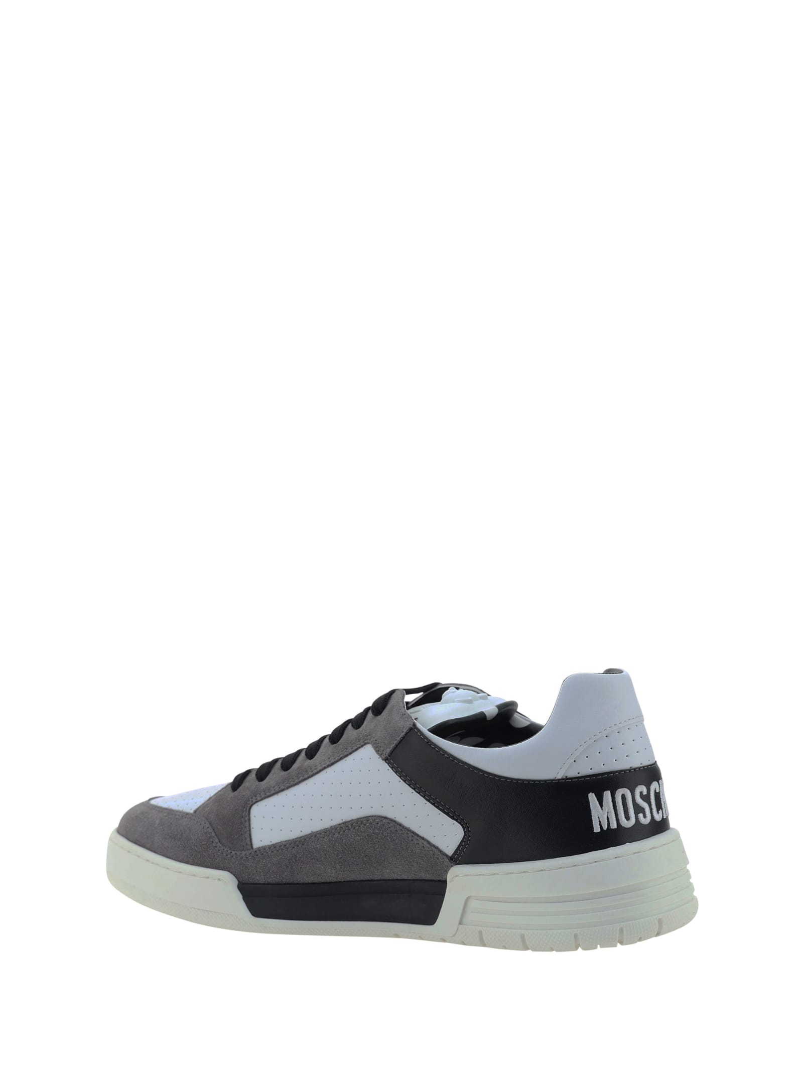 Shop Moschino Sneakers In Bianco/grigio