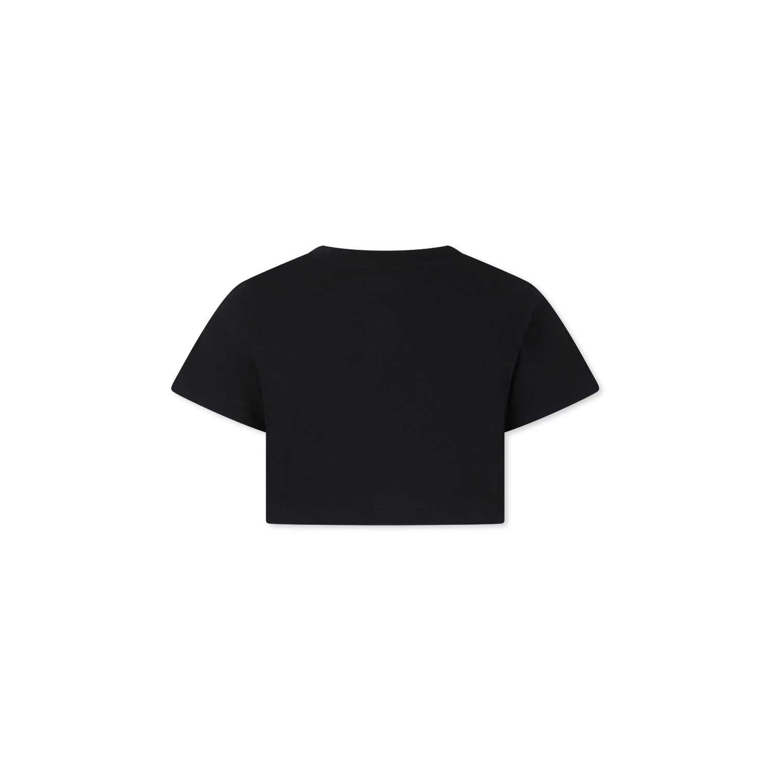 Balmain Logo-embroidery Cropped T-shirt In Black