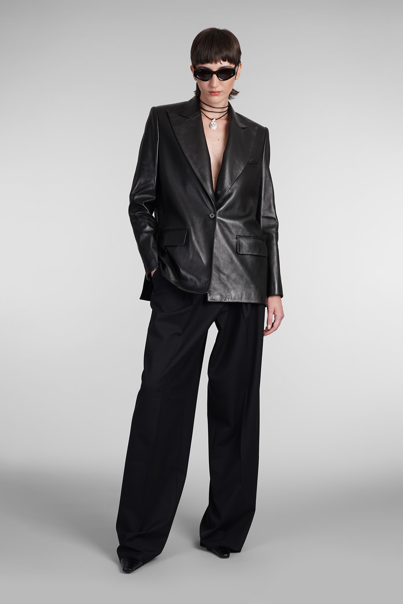 Shop Magda Butrym Blazer In Black Leather