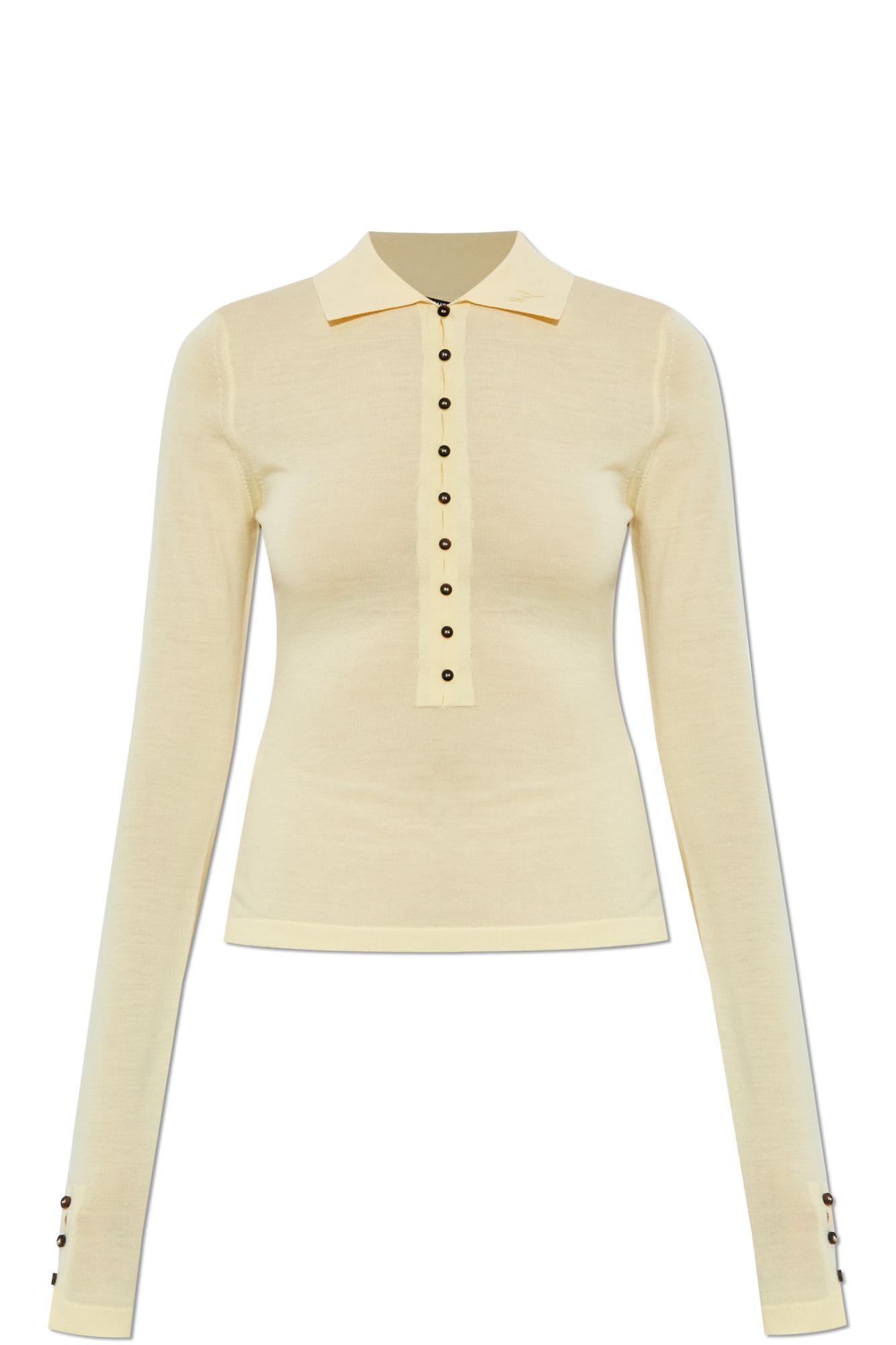 Jacquemus Merino Wool Polo Sweater Merino ml In Neutral