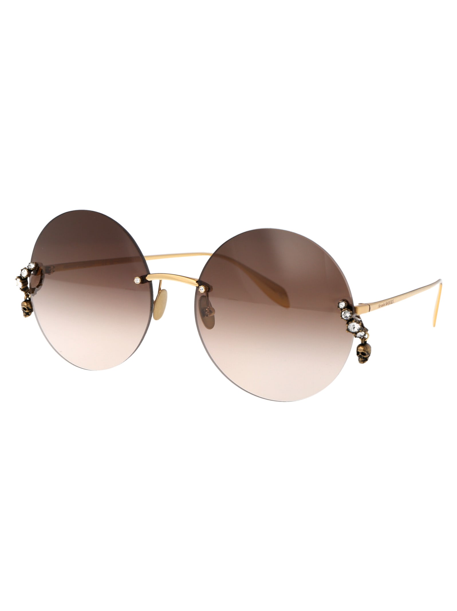 Shop Alexander Mcqueen Am0418s Sunglasses In 002 Gold Gold Brown