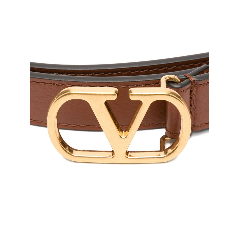 Valentino Womens Vlogo Signature Leather Belt Deep Caramel In Brown