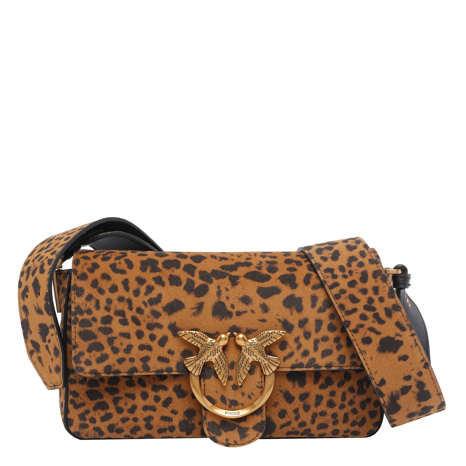 Pinko Slouchy Bag In Leopard Suede In Brown
