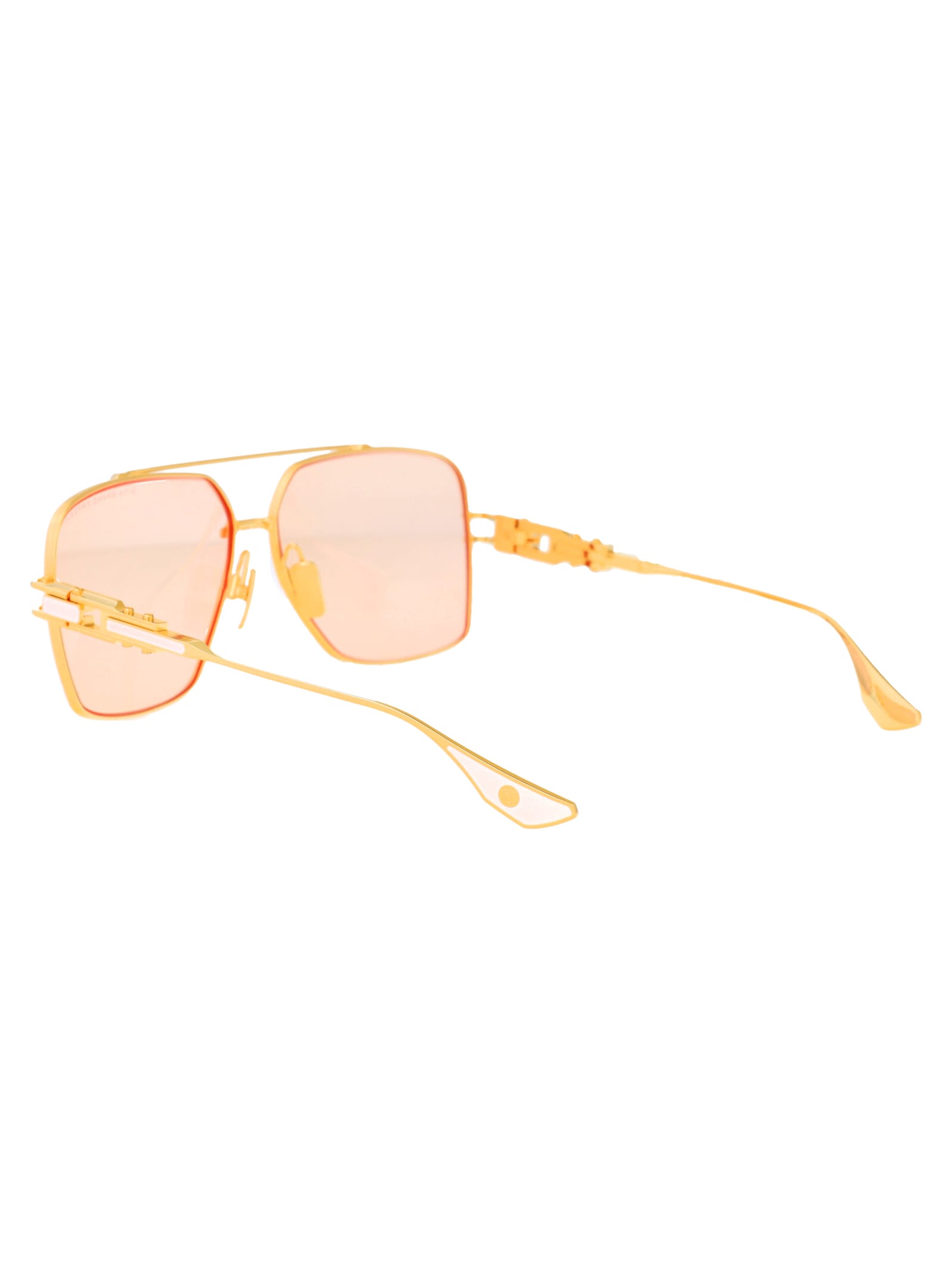 Dita Grand-emperik Sunglasses In Matte White - Yellow Gold W/ Apricot