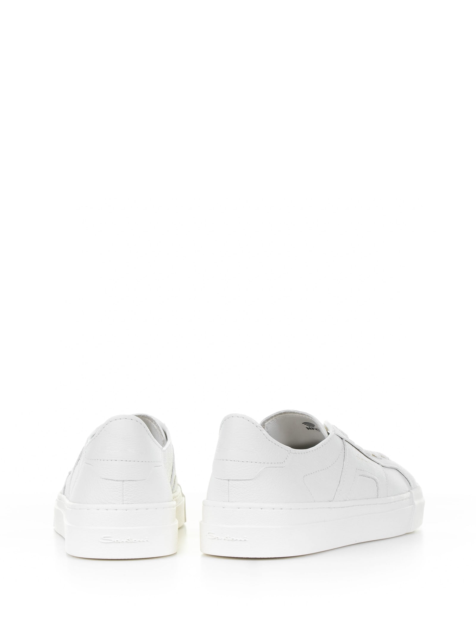 Shop Santoni White Leather Sneaker In Bianco