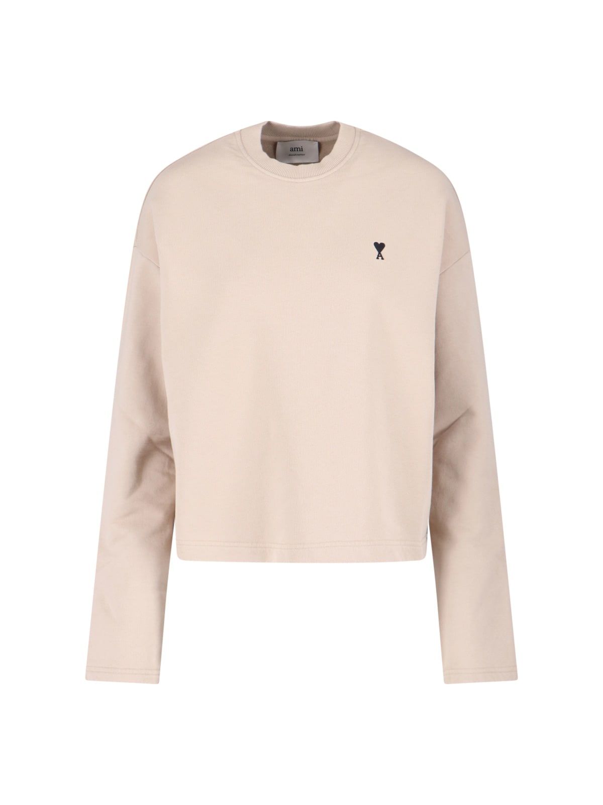 Ami Alexandre Mattiussi Ribbed Knitwear Sweater With Long Sleeves In Neutral