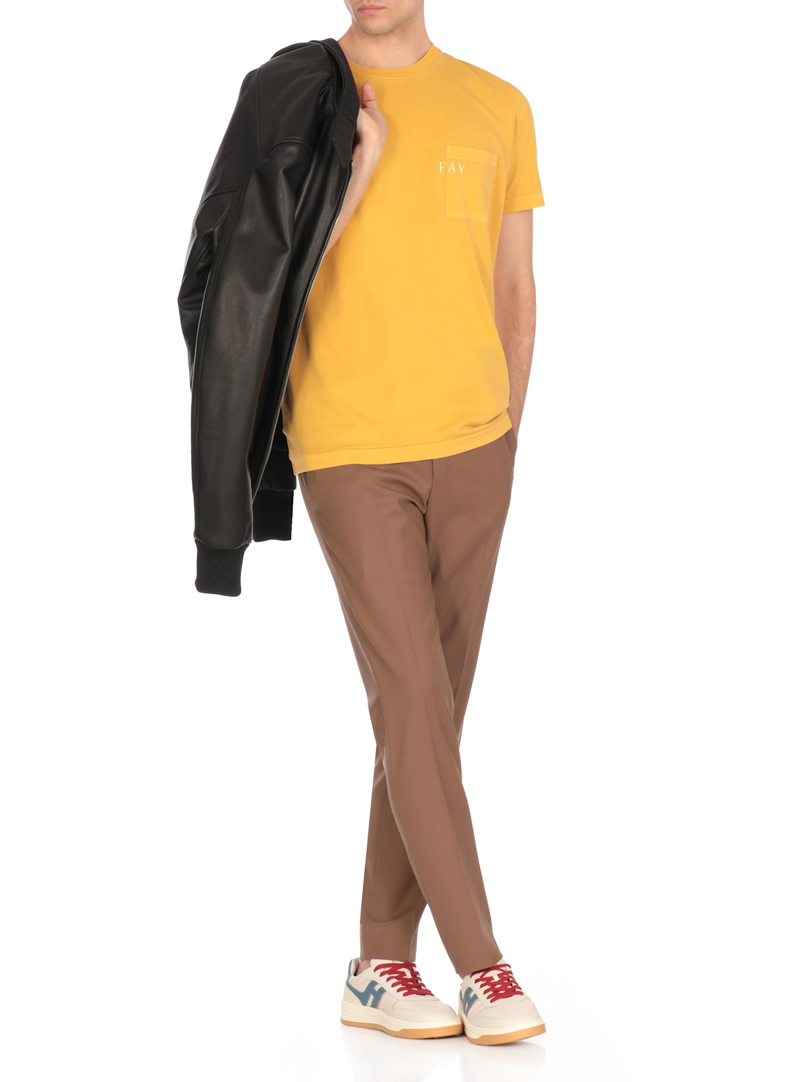 Fay T-shirt With Logo In Yellow