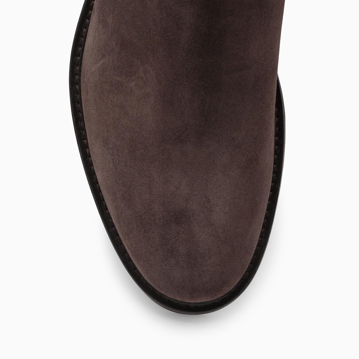 Shop Doucal's Deep Brown Suede Chelsea Boots In Marrone