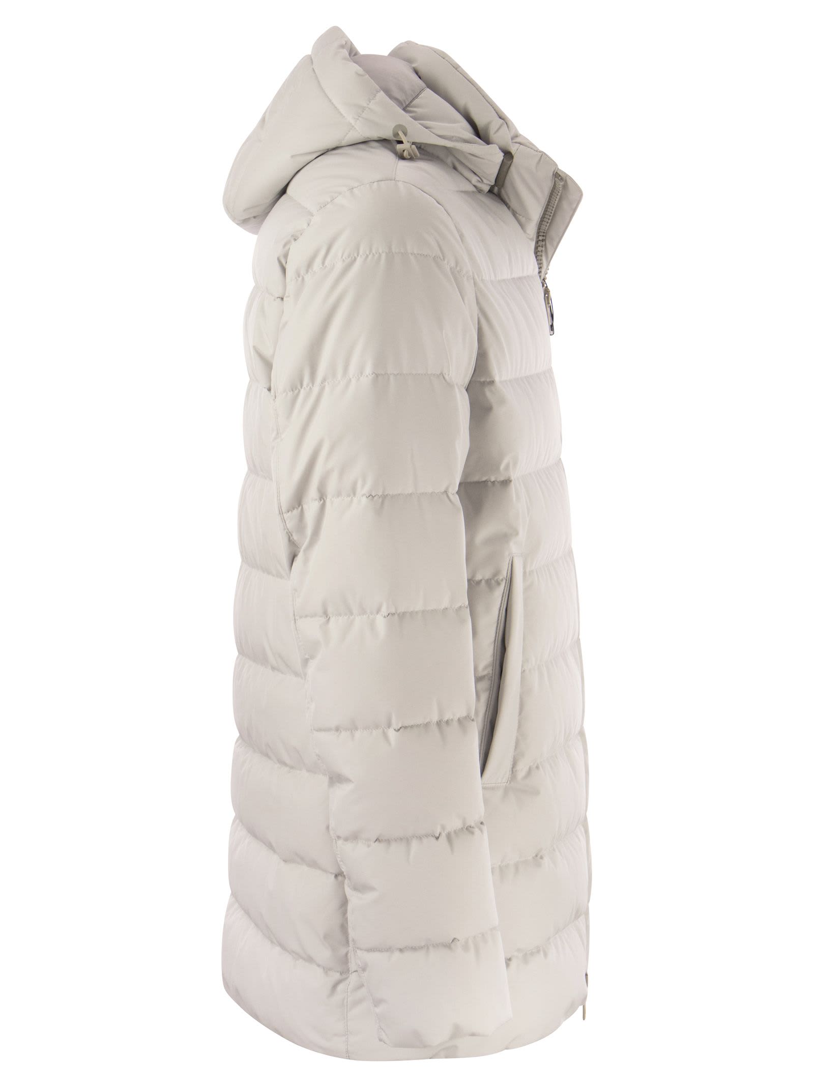 Herno Medium Hooded Down Jacket In Ice