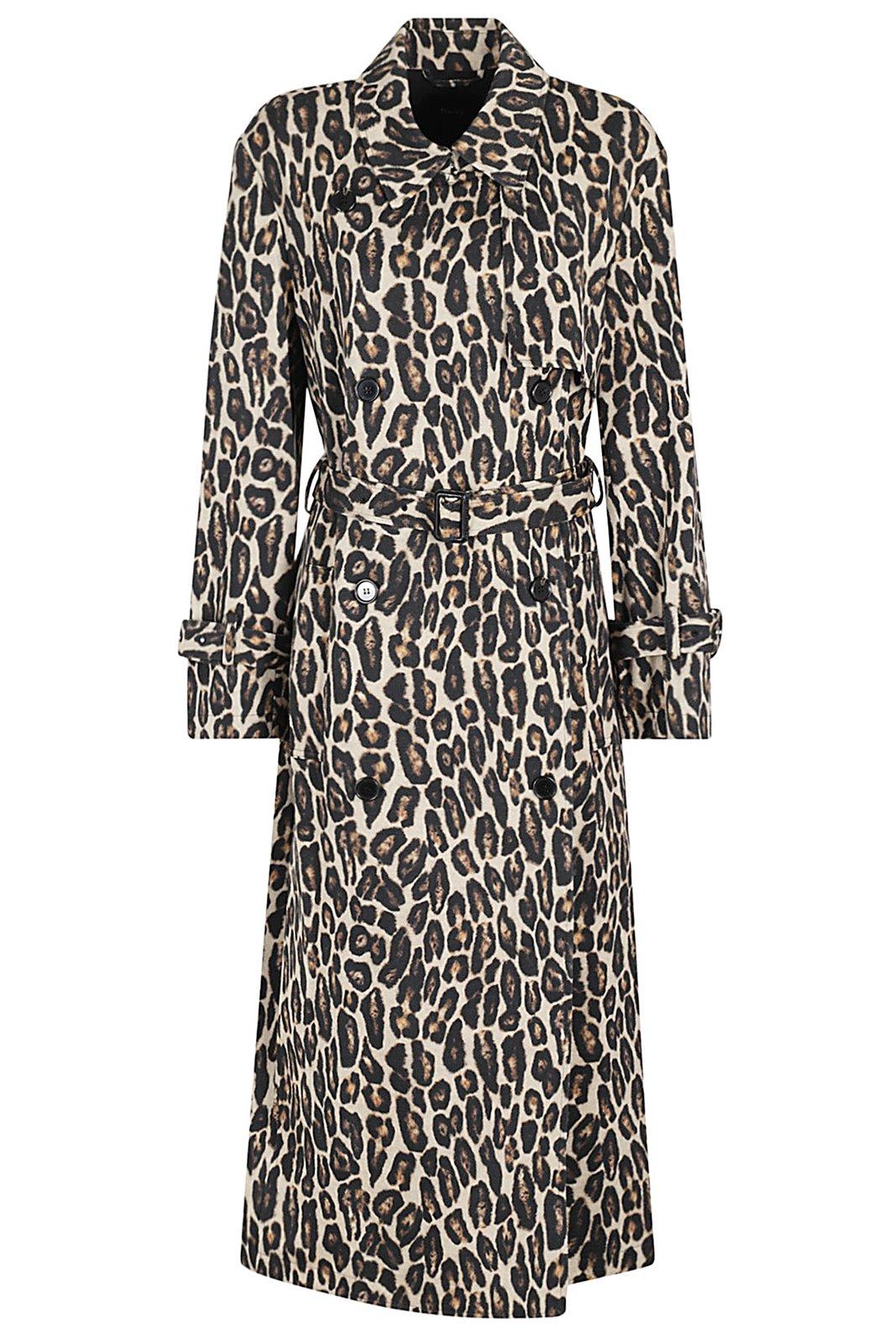 Leopard Printed Belted Coat