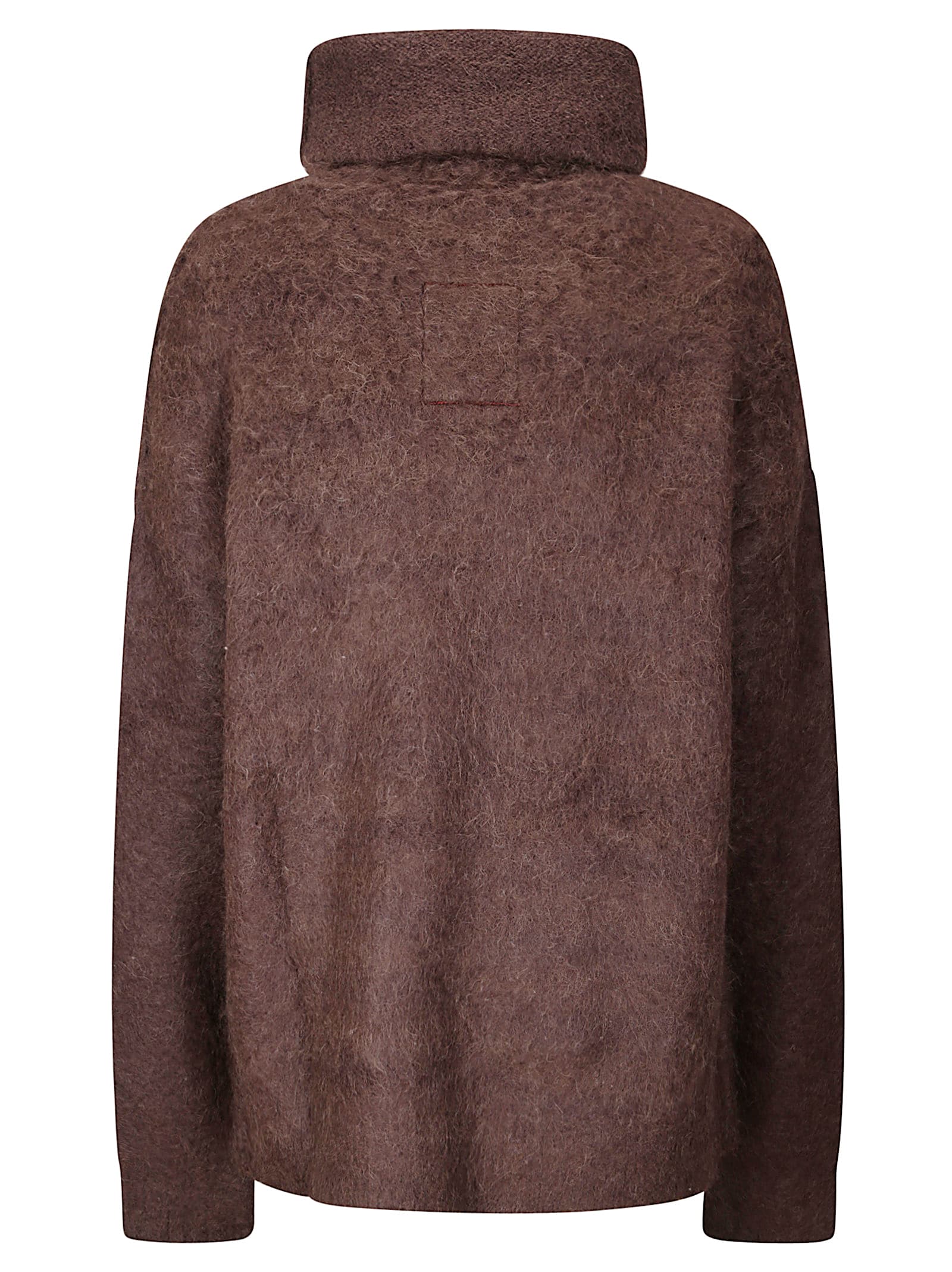 Uma Wang Soft Alpaca High Neck Oversized Knit Sweater In Brown