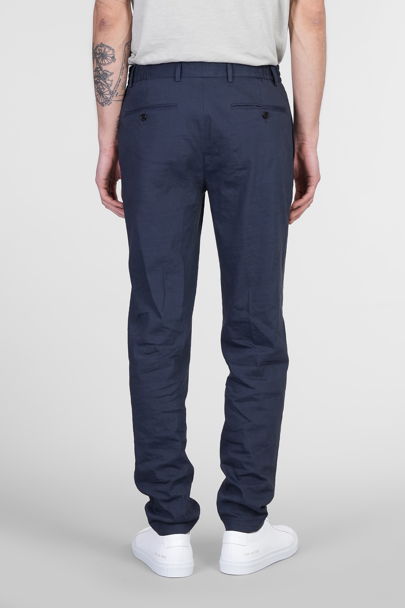 Theory Pants In Blue Linen In Blue