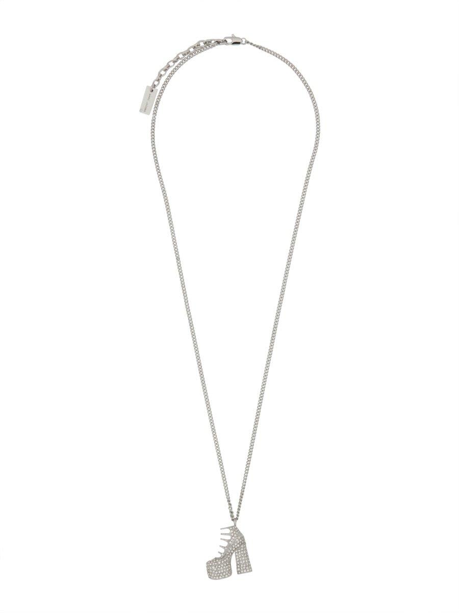 Shop Marc Jacobs The Pave Kiki Boot Necklace In Silver