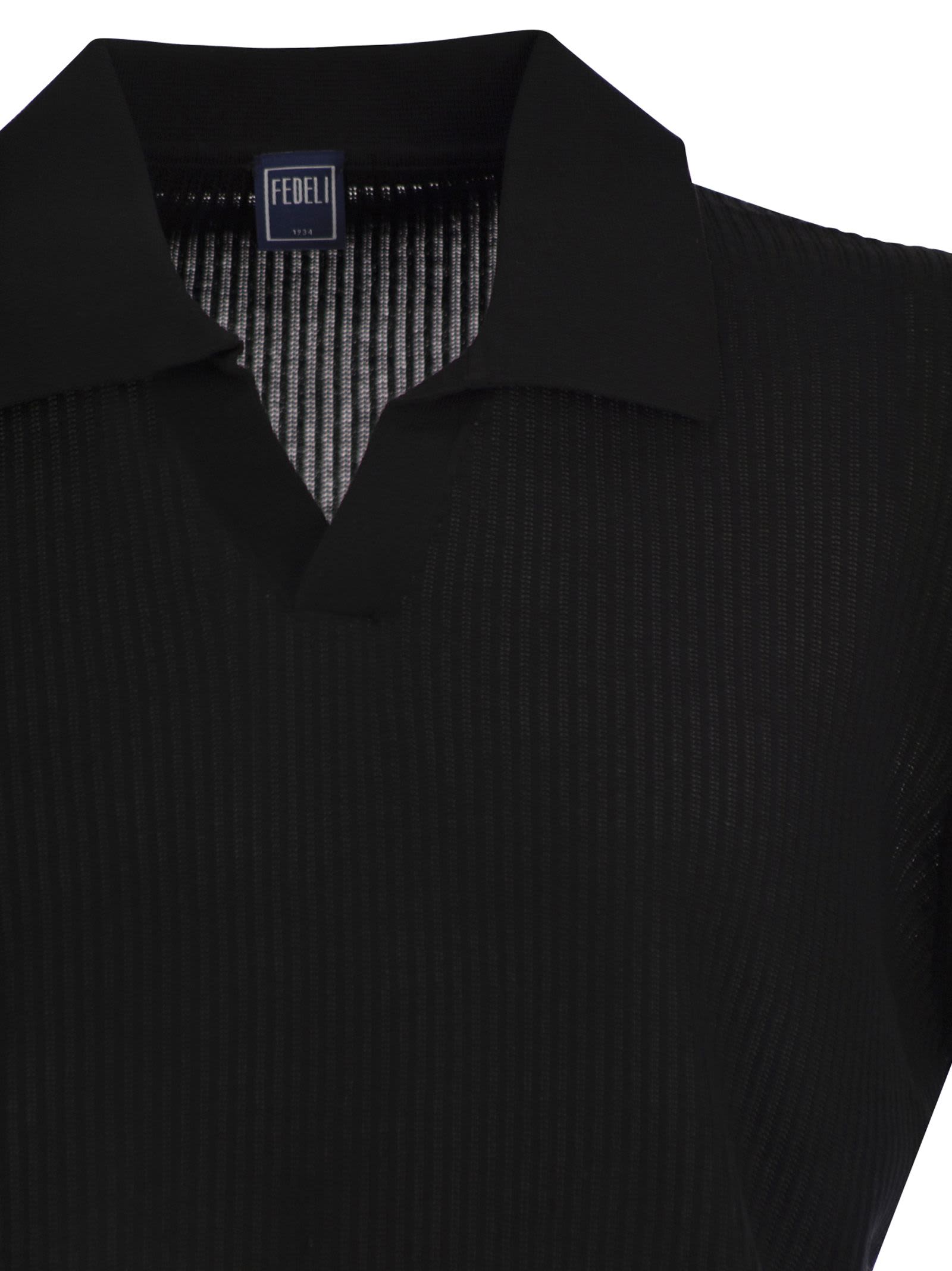 Fedeli Polo Shirt Cotton Ribbed Texture