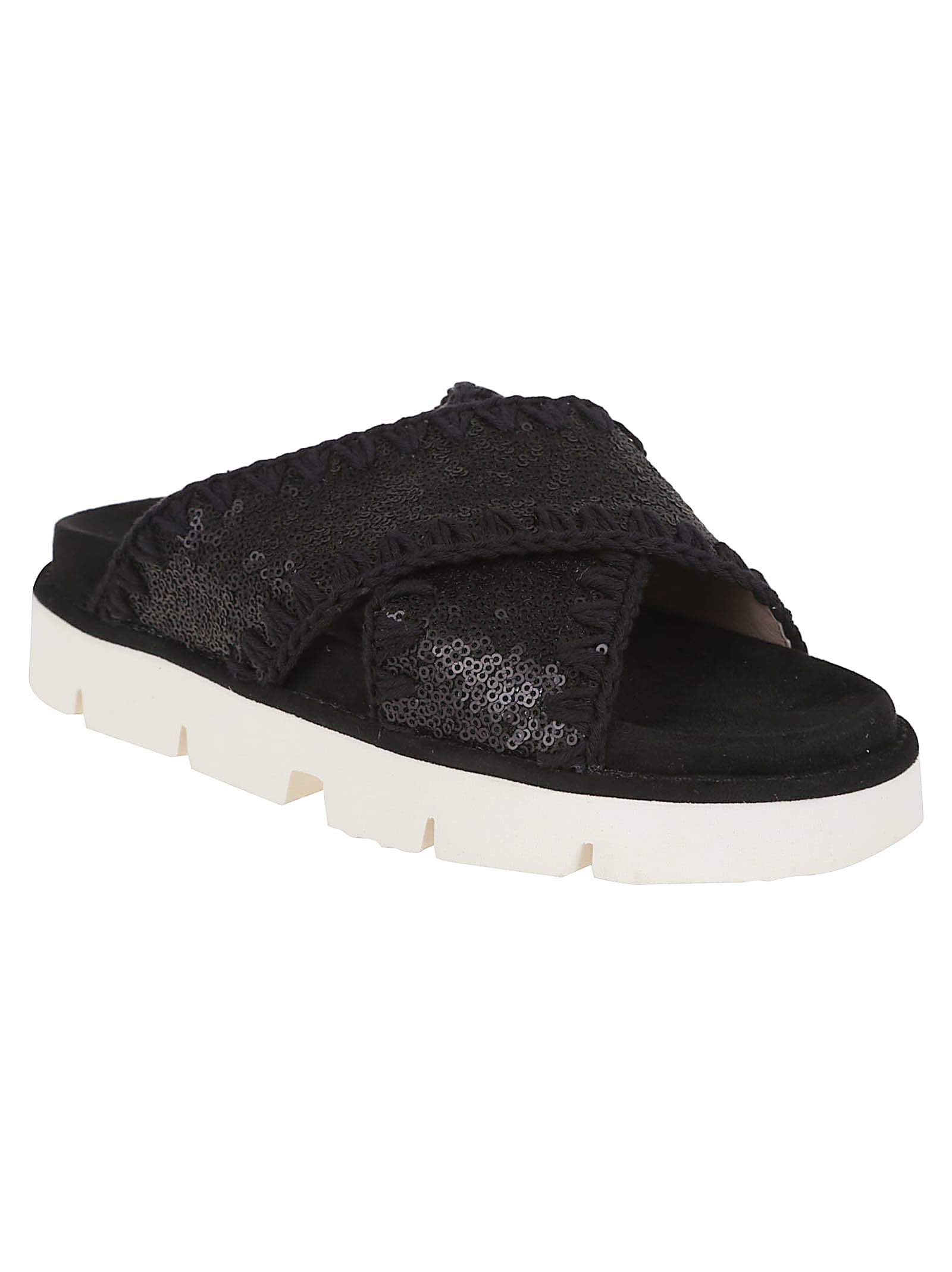 Shop Mou Criss-cross Bio Sandal Plain Microsequins