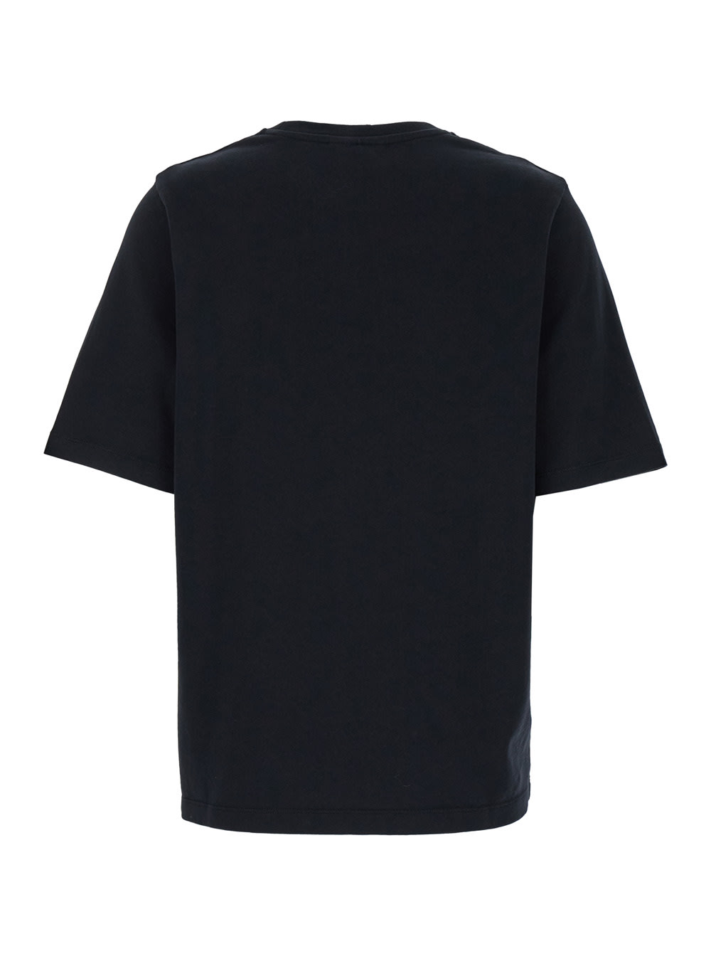 Shop Maison Kitsuné Black Crewneck T-shirt With Fox Head Patch In Cotton Woman