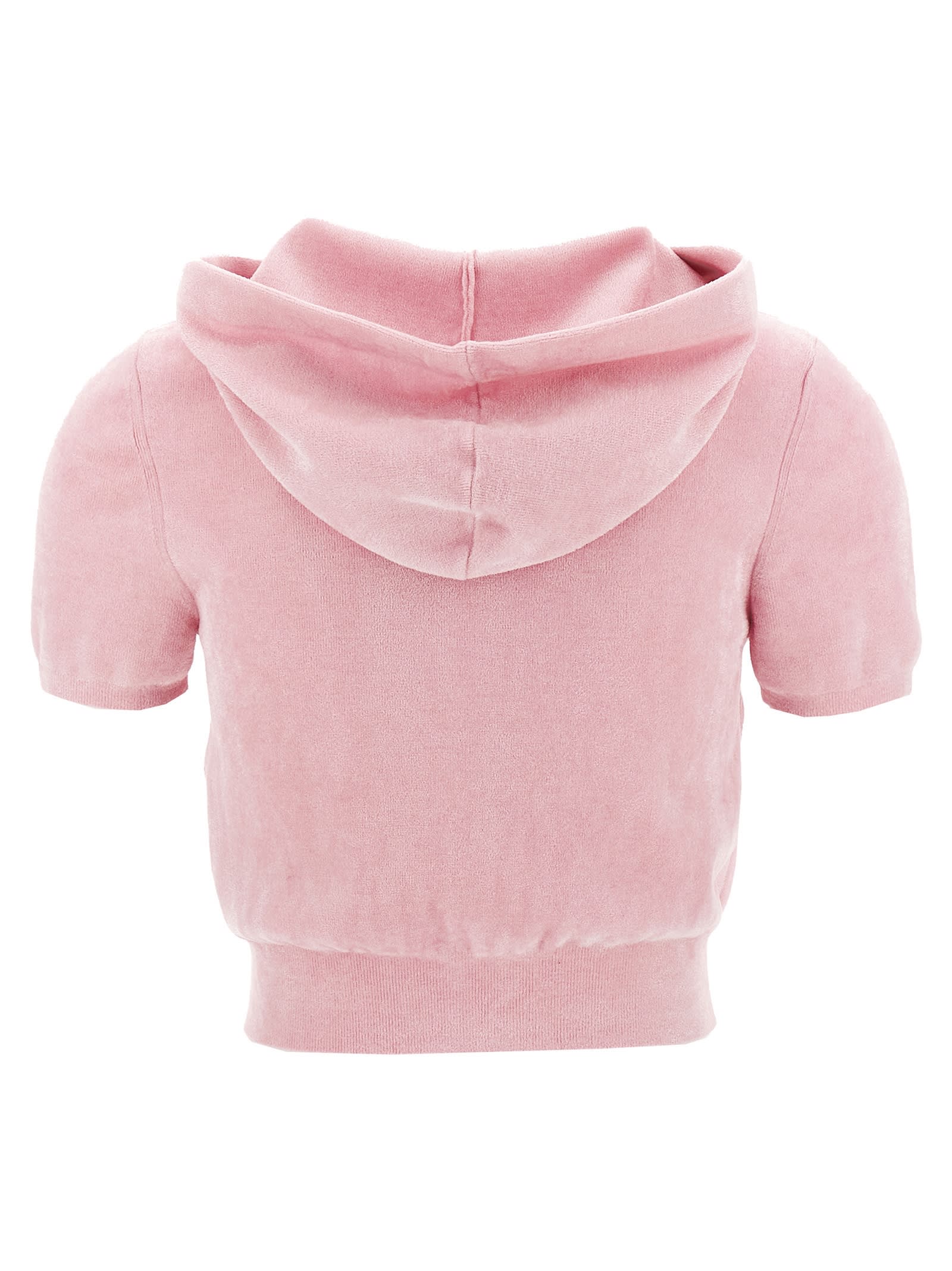 Alexander Wang T T By Alexander Wang Logo Chenille Cropped Hoodie In Light Pink