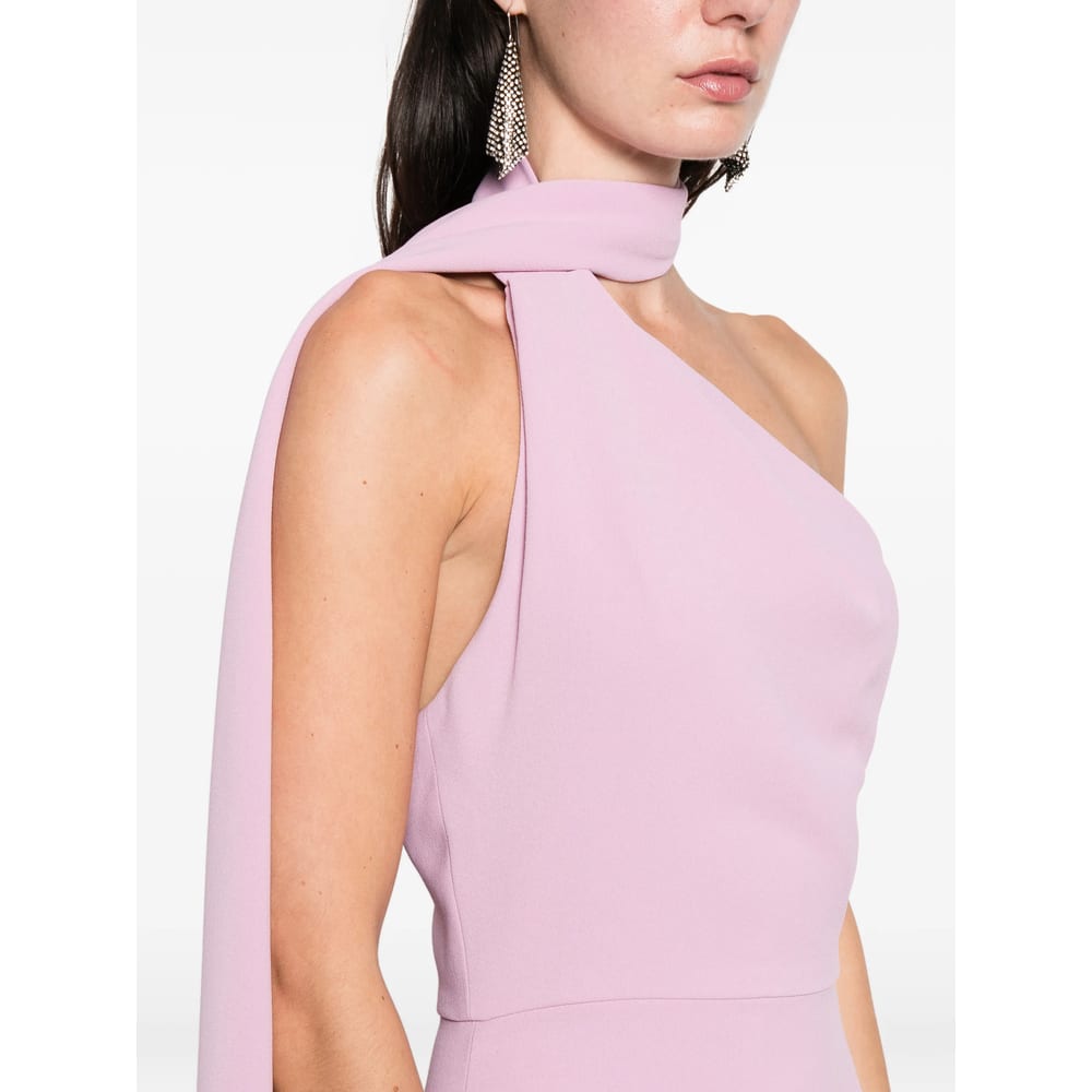 Solace London One-shoulder Drape Dress In Pink