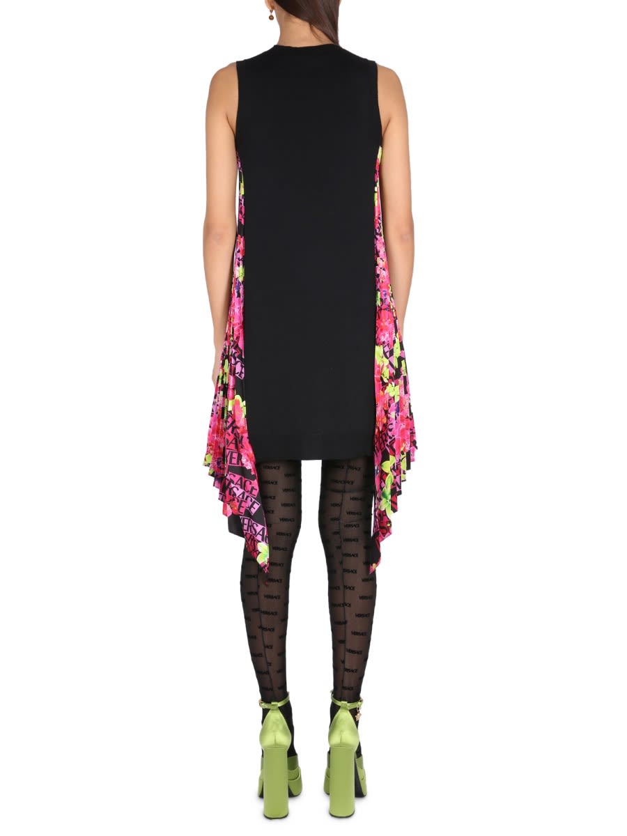 Versace Virgin-wool Mini Dress In Black