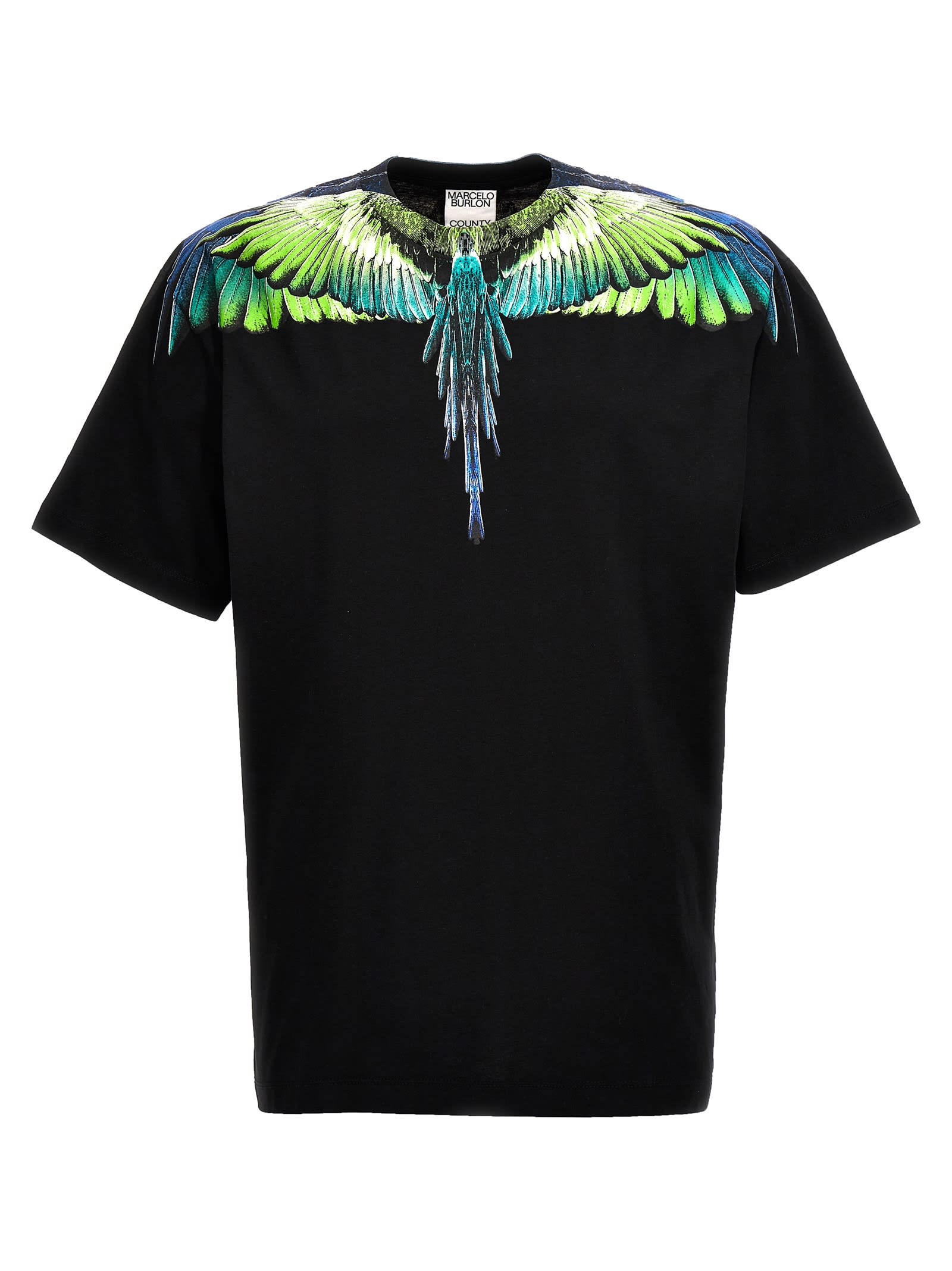 Shop Marcelo Burlon County Of Milan Icon Wings Crewneck, Cotton T-shirt With Print In Multicolor