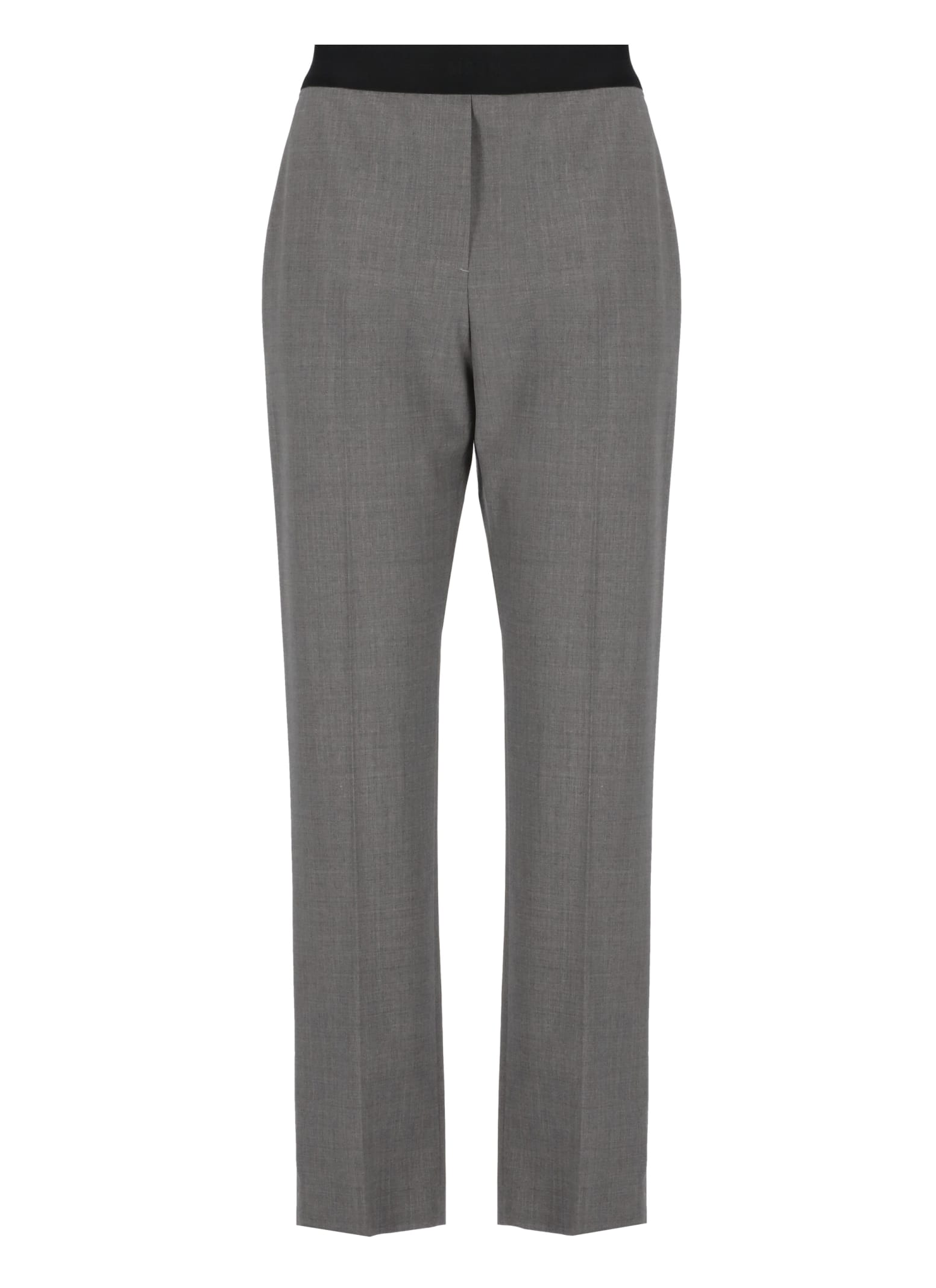 Shop Msgm Virgin Wool Trousers In Grey